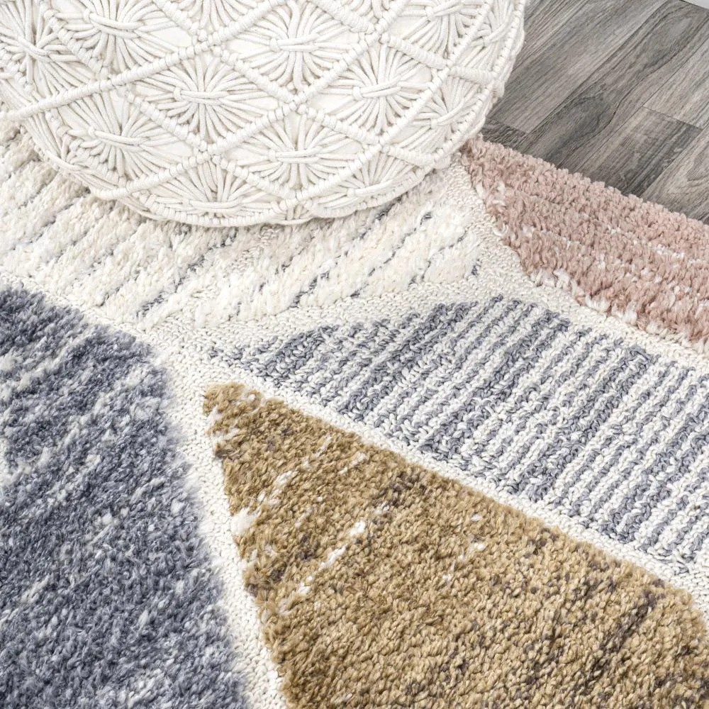 Fiori Geometric Scandi Colorblock Carved Area Rug