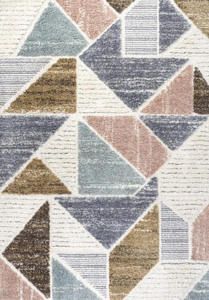 Fiori Geometric Scandi Colorblock Carved Area Rug