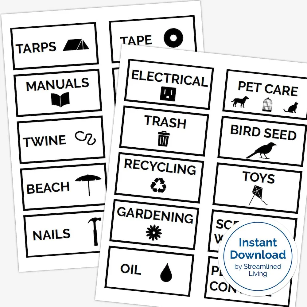 Garage Organizing Labels
