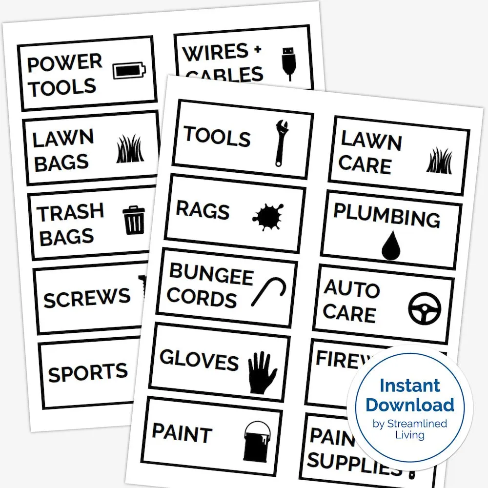 Garage Organizing Labels