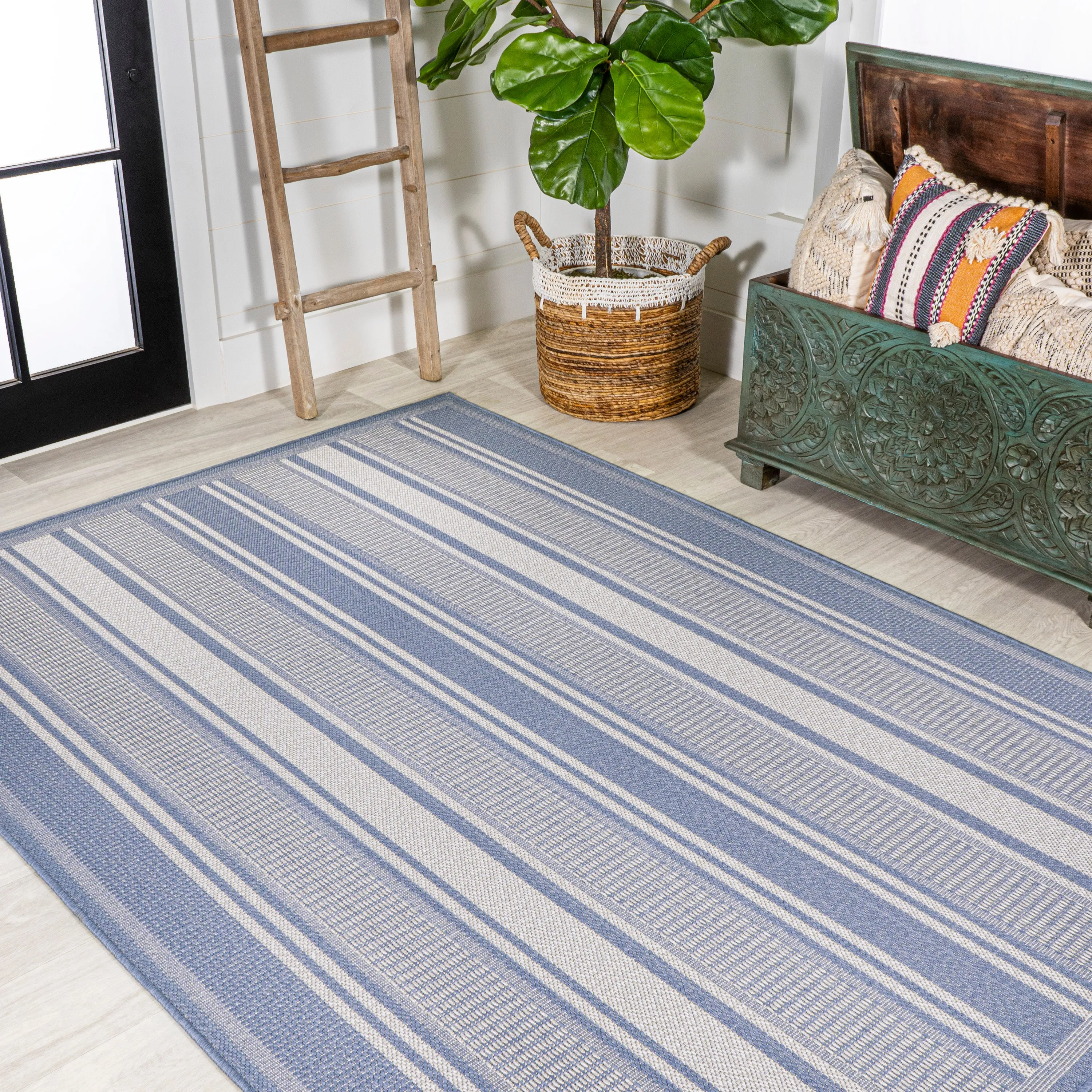 Gibson Modern Double Stripe Indoor/outdoor Area Rug