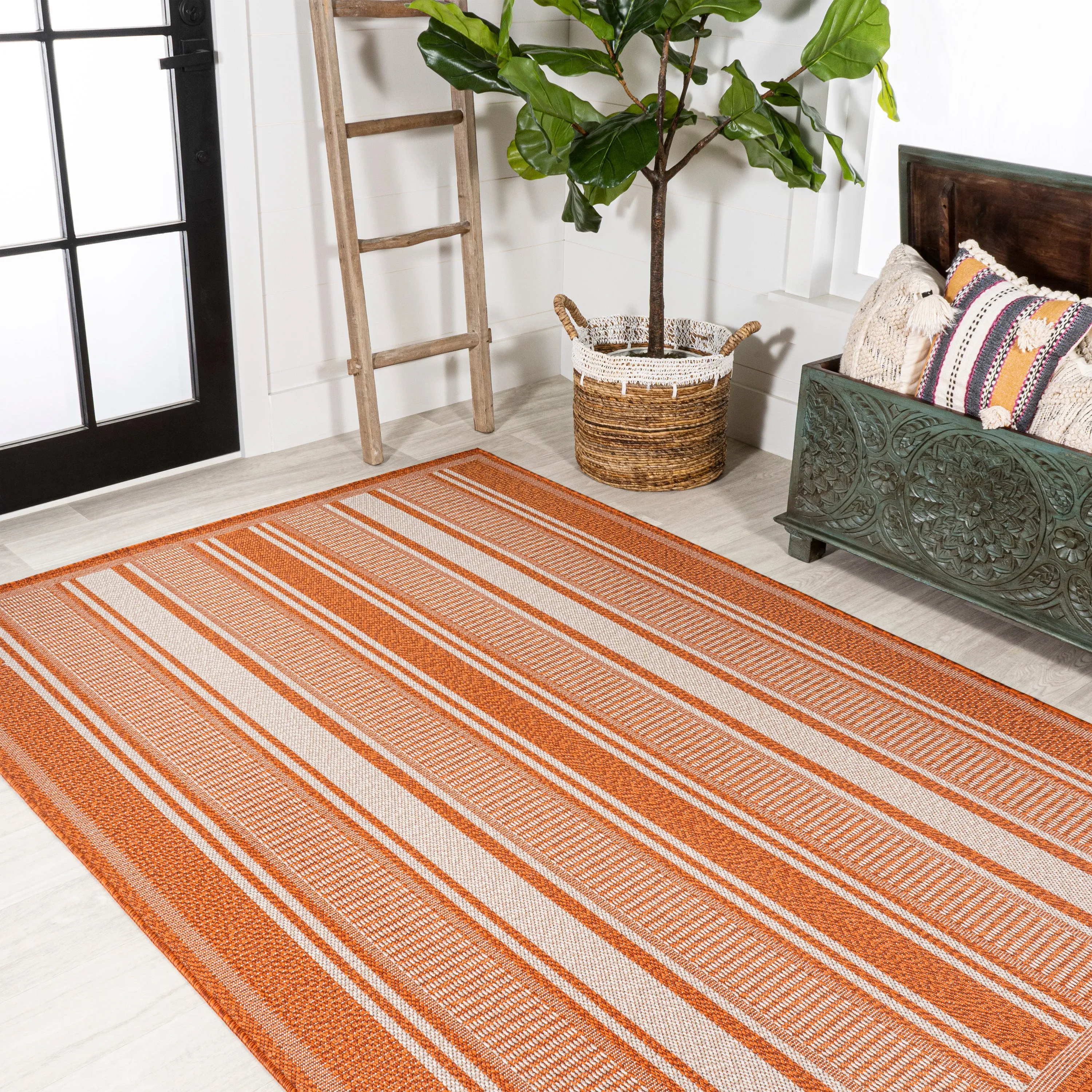 Gibson Modern Double Stripe Indoor/outdoor Area Rug