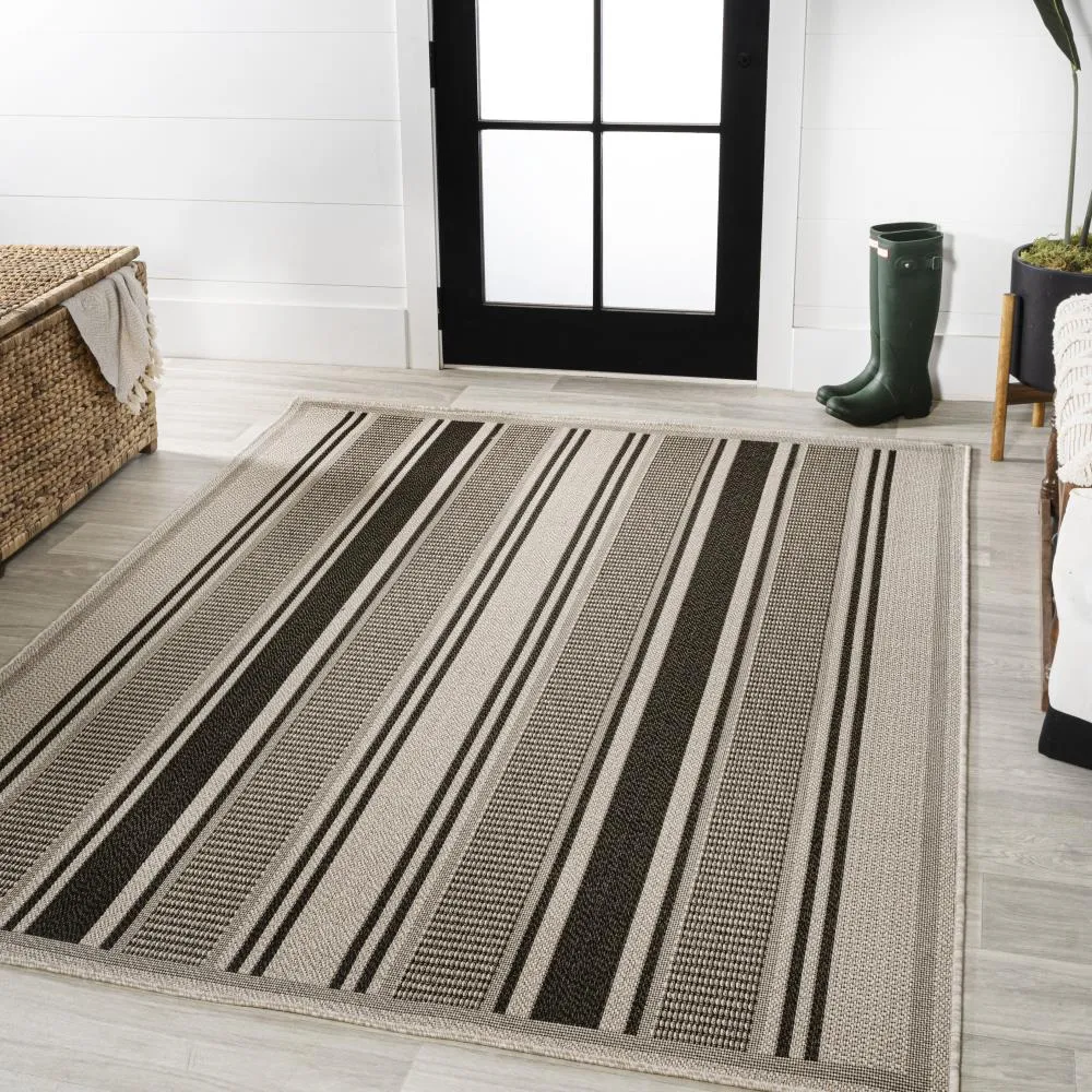 Gibson Modern Double Stripe Indoor/outdoor Area Rug