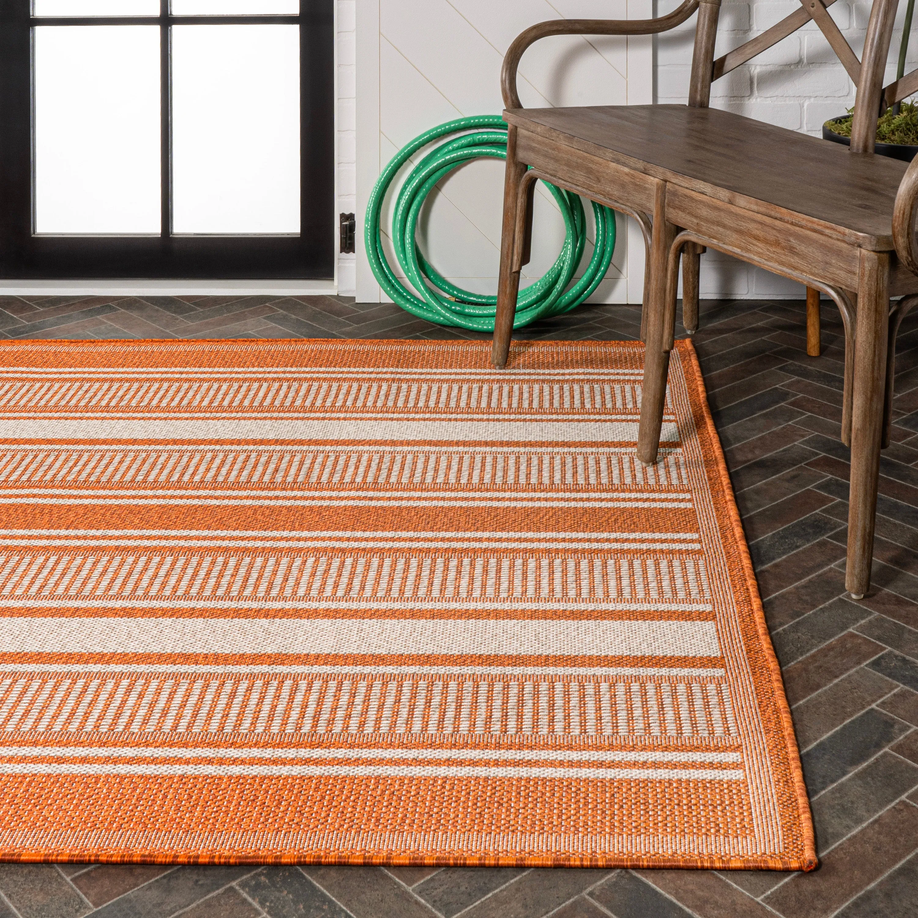 Gibson Modern Double Stripe Indoor/outdoor Area Rug