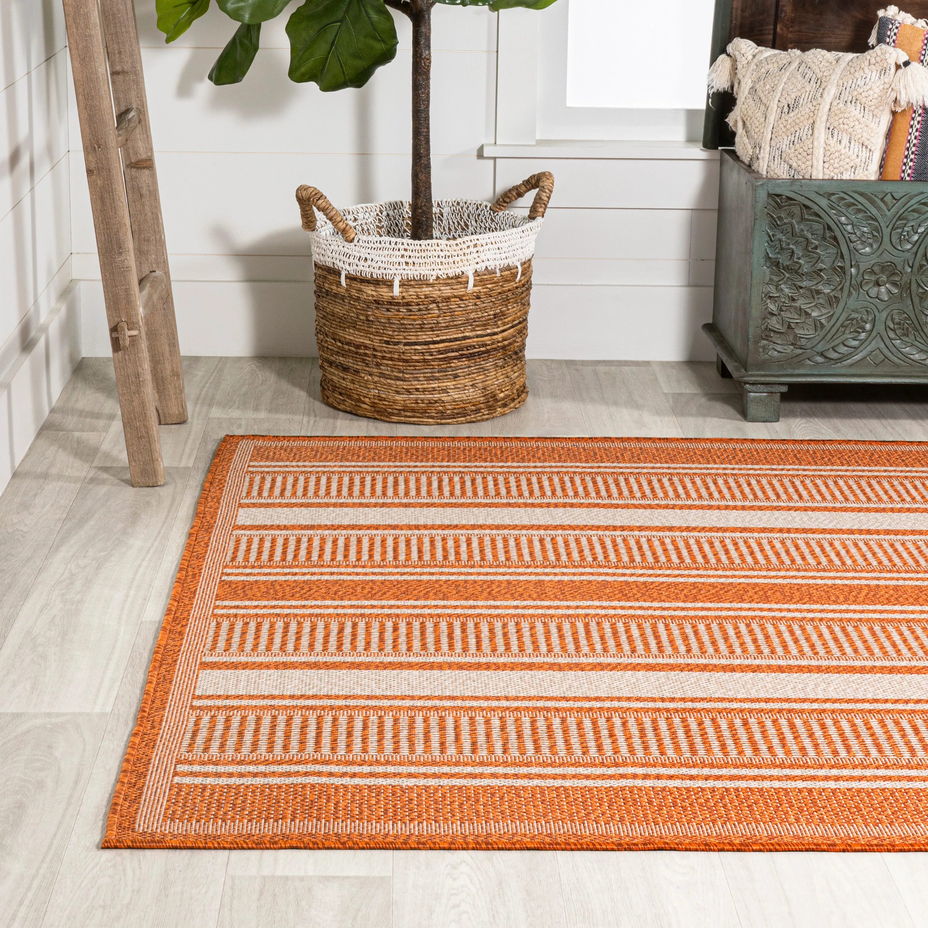Gibson Modern Double Stripe Indoor/outdoor Area Rug