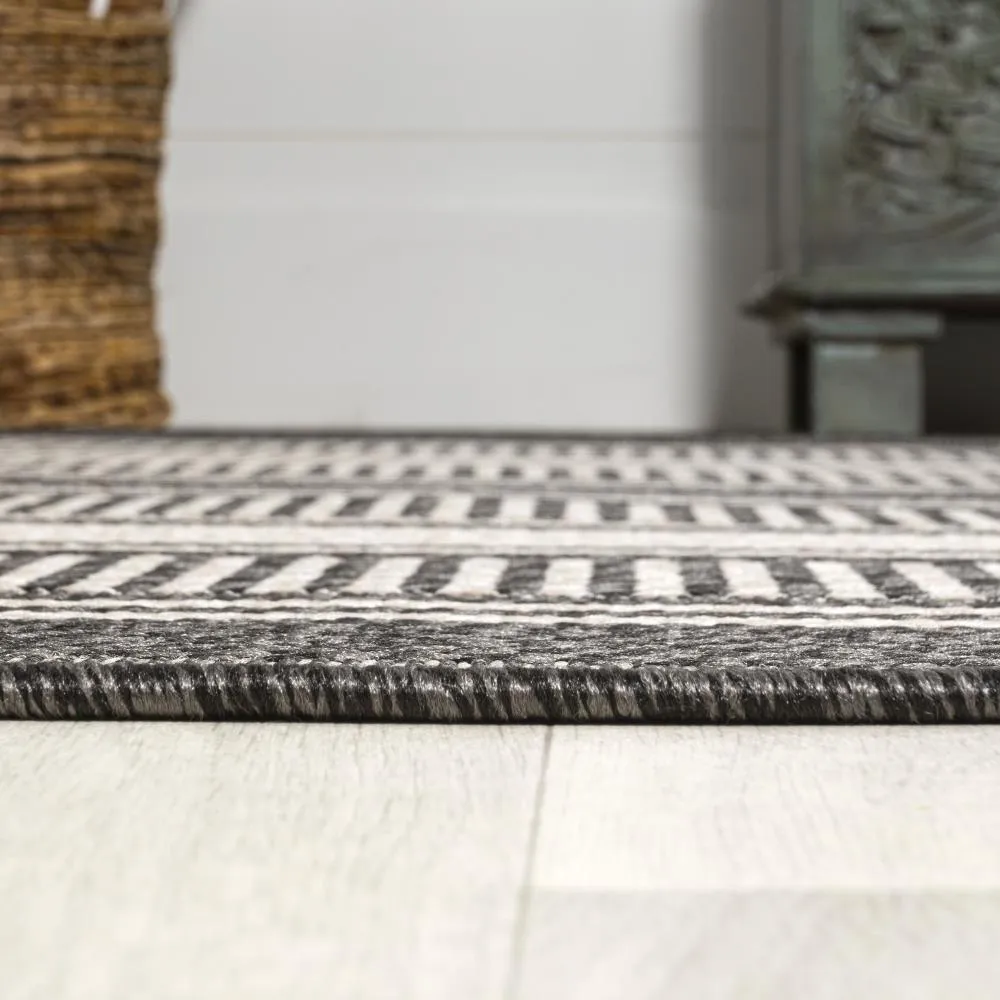 Gibson Modern Double Stripe Indoor/outdoor Area Rug