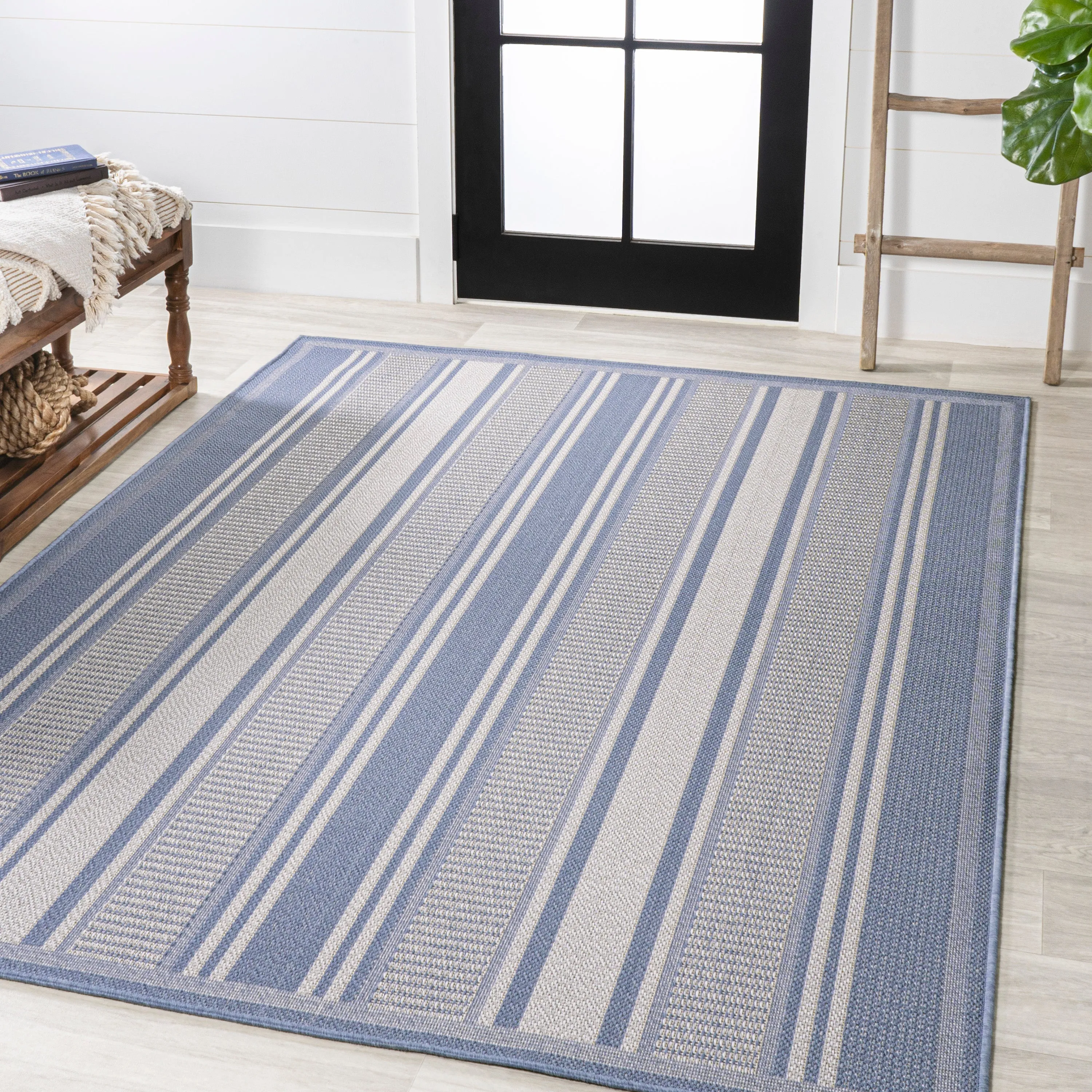 Gibson Modern Double Stripe Indoor/outdoor Area Rug