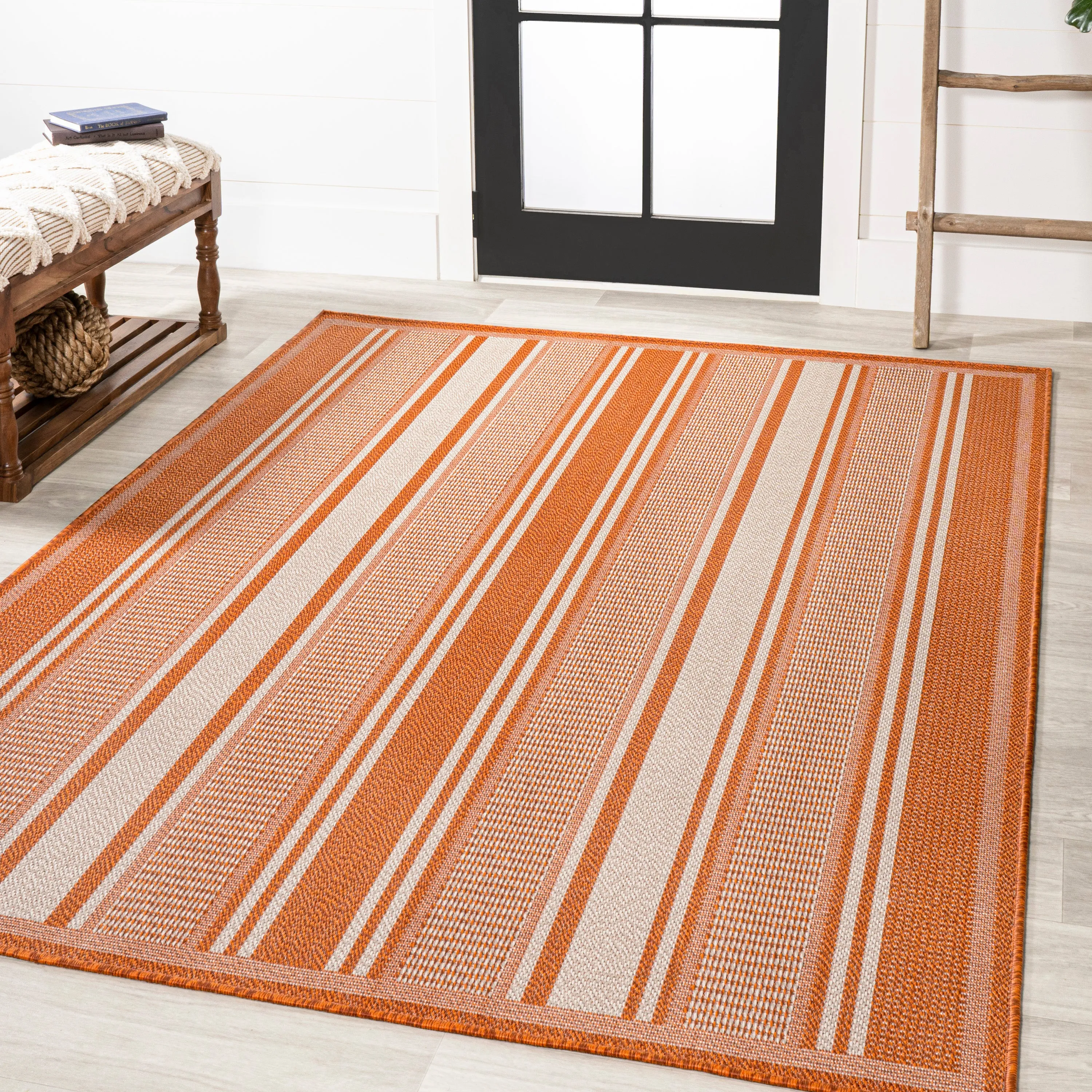 Gibson Modern Double Stripe Indoor/outdoor Area Rug