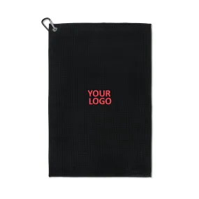 Golf Links Waffle Weave Custom Towels, Black