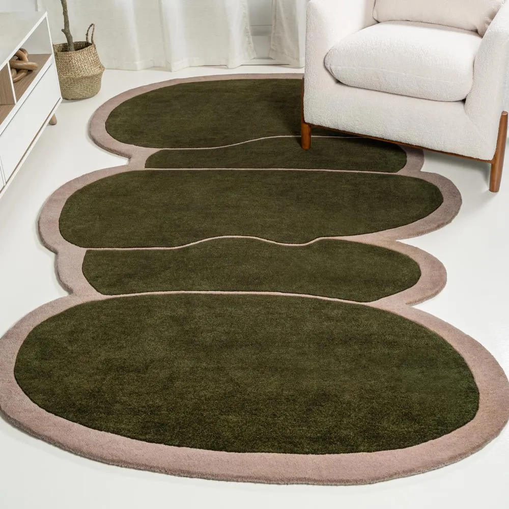 Handwoven Modern Border Geometric Handwoven Wool Area Rug