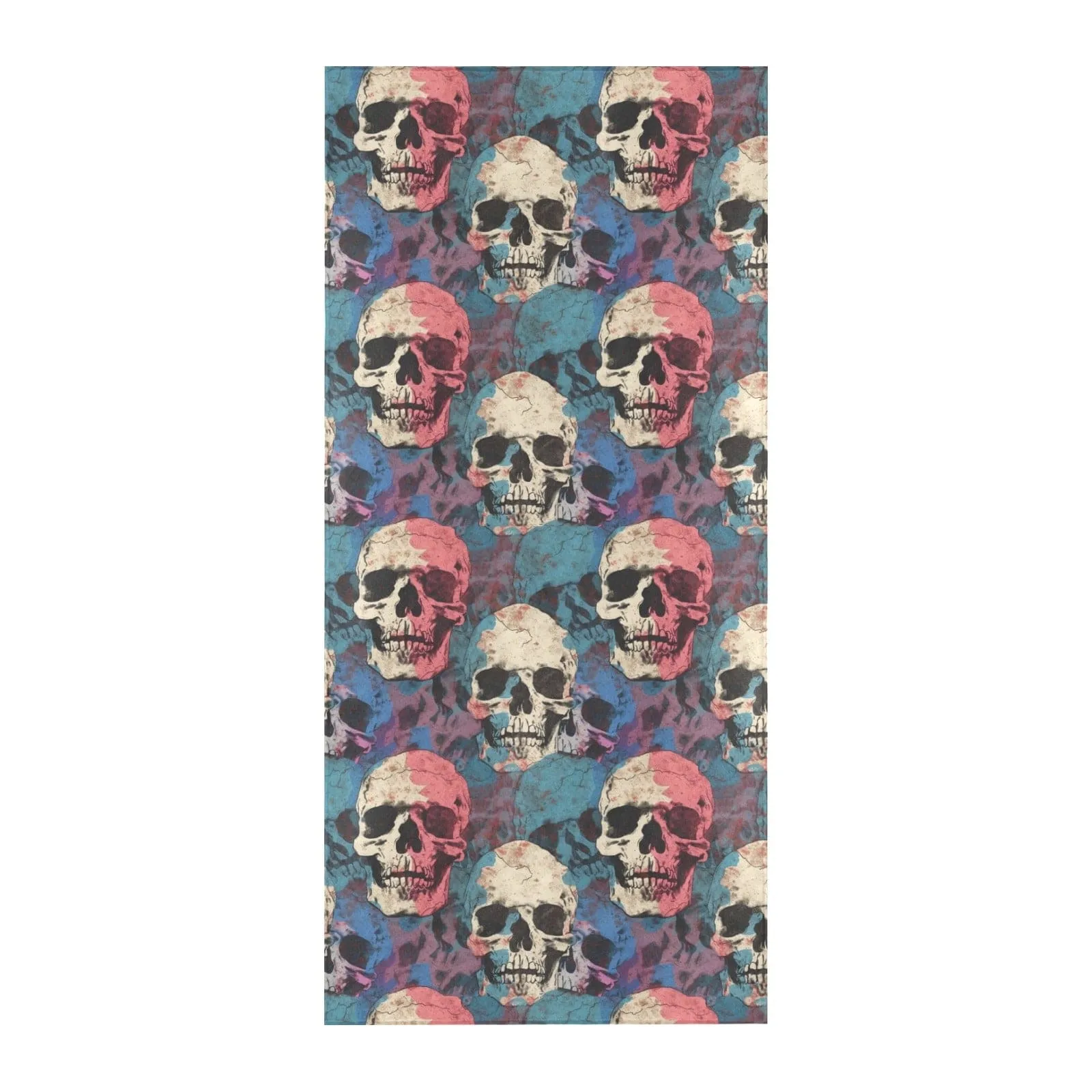 Introducing the stunning Blue Pink White Skulls Beach Towel - perfect for beach days and poolside lounging!