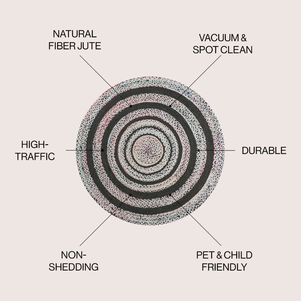 Isla Braided Bohemian Coastal Round Jute Area Rug