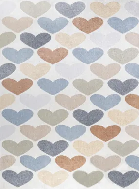 Issy Loves Hearts Geometric Machine-Washable Area Rug