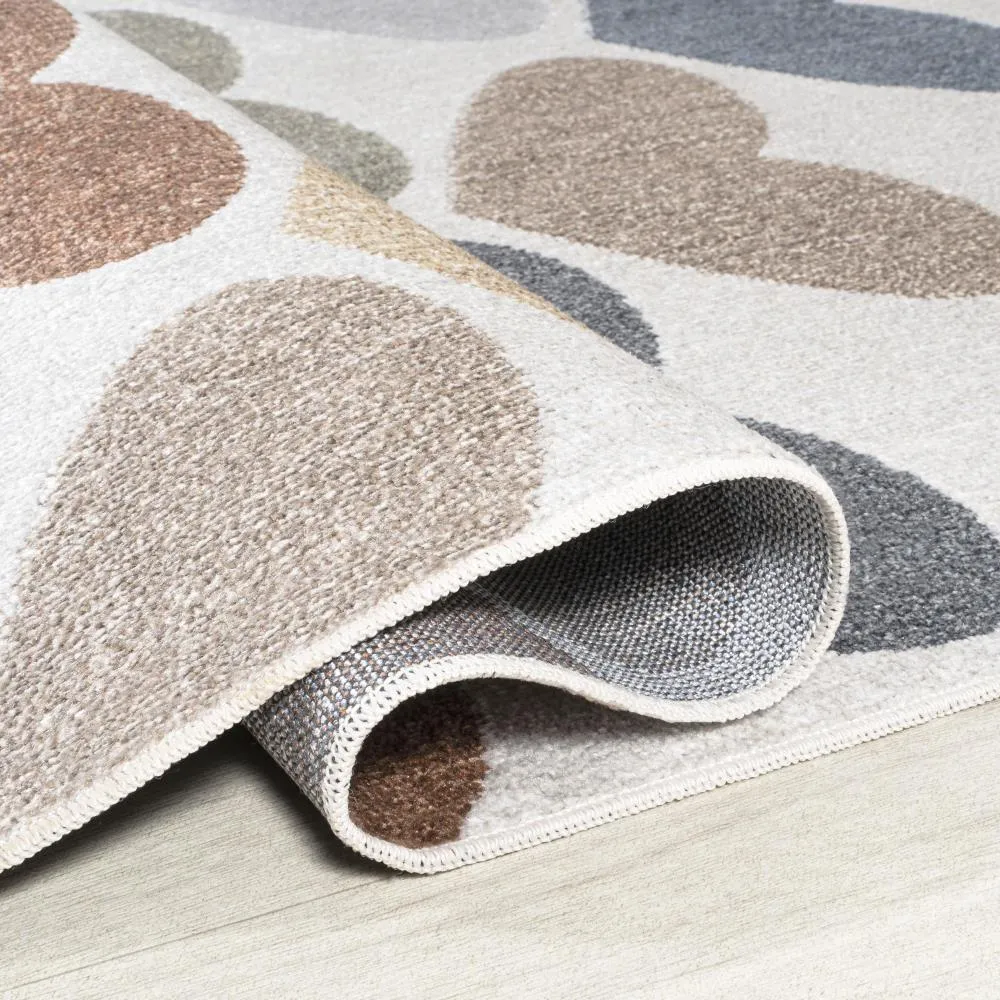 Issy Loves Hearts Geometric Machine-Washable Area Rug