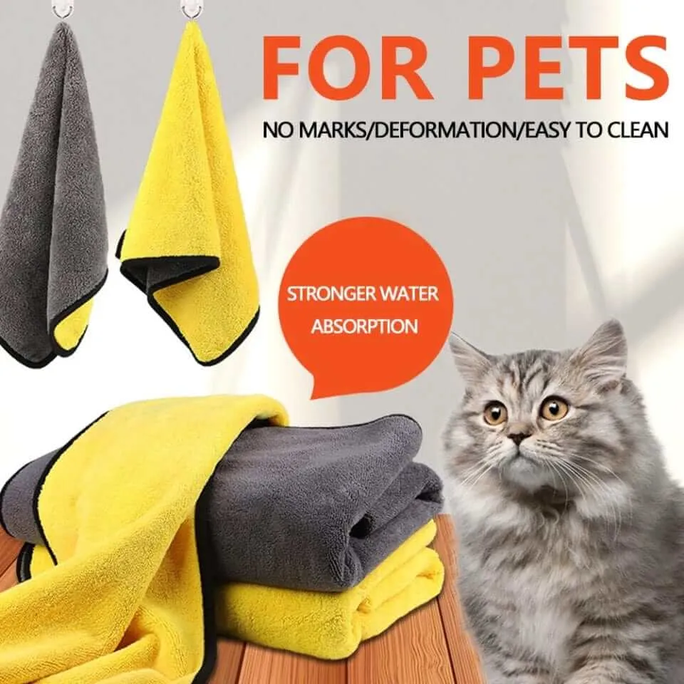 KUTKUT Microfiber Towel for Puppies Kittens Dog & Cats, Super Absorbent Quick-Drying Soft Lint Free Small Bath Towel for Pets (Pack of 1, 30 * 30cm)