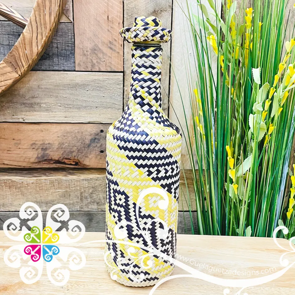 Large Palm Decor Glass Bottle Container