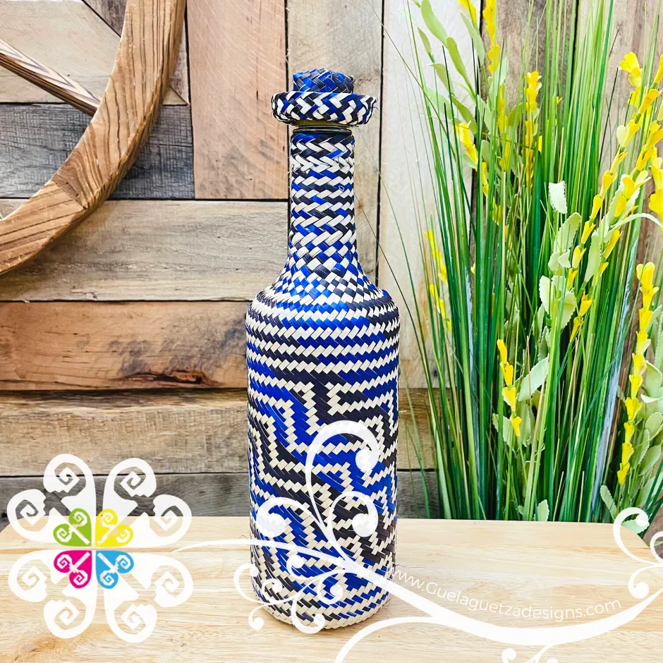 Large Palm Decor Glass Bottle Container