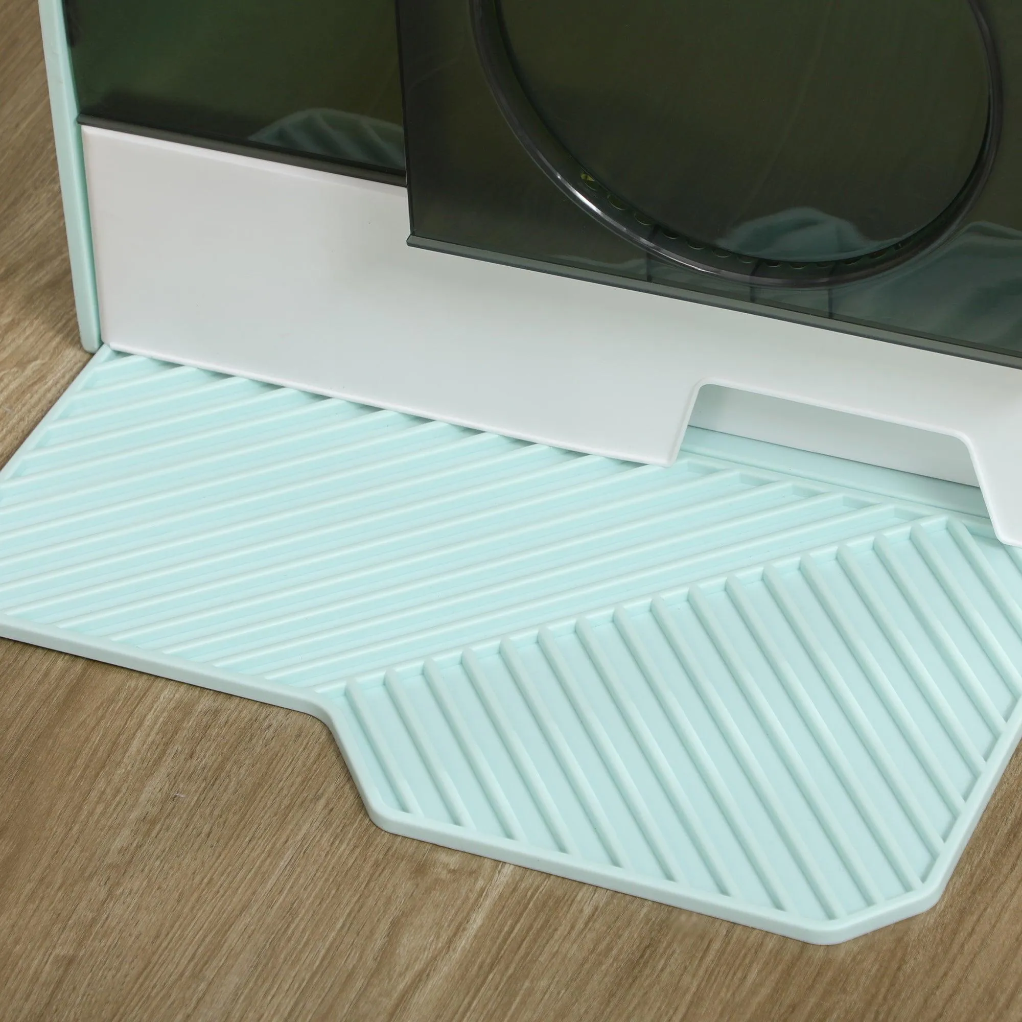 Light Blue Hooded Cat Litter Tray with Scoop