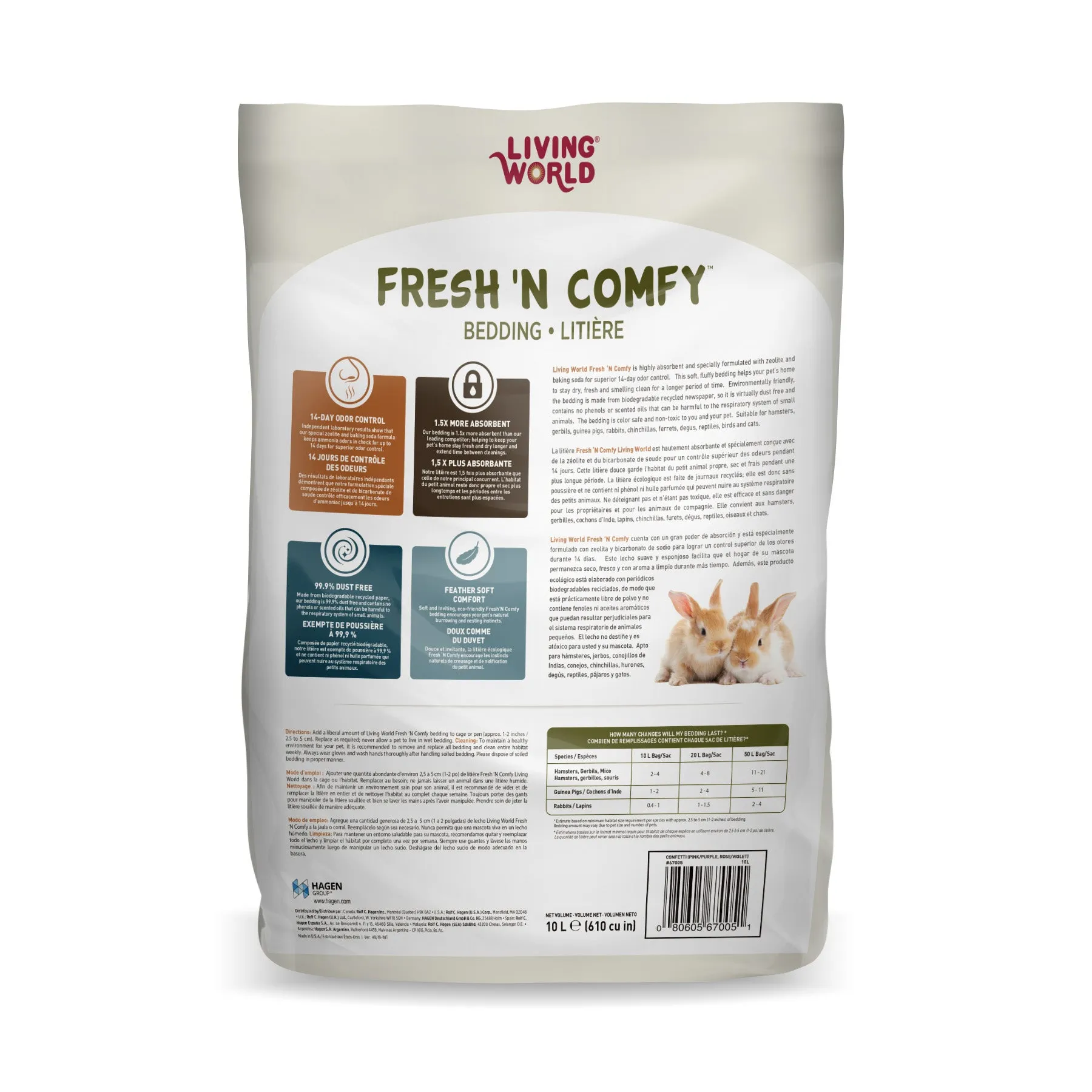 Living World Fresh ‘N Comfy Small Animal Bedding - Confetti - 10 L (610 cu in)