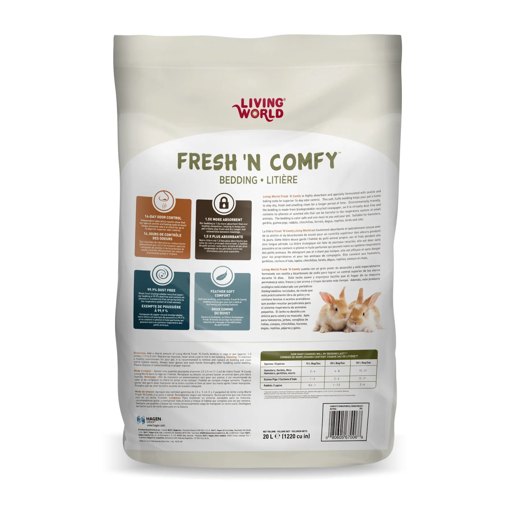 Living World Fresh ‘N Comfy Small Animal Bedding - Confetti - 20 L (1220 cu in)