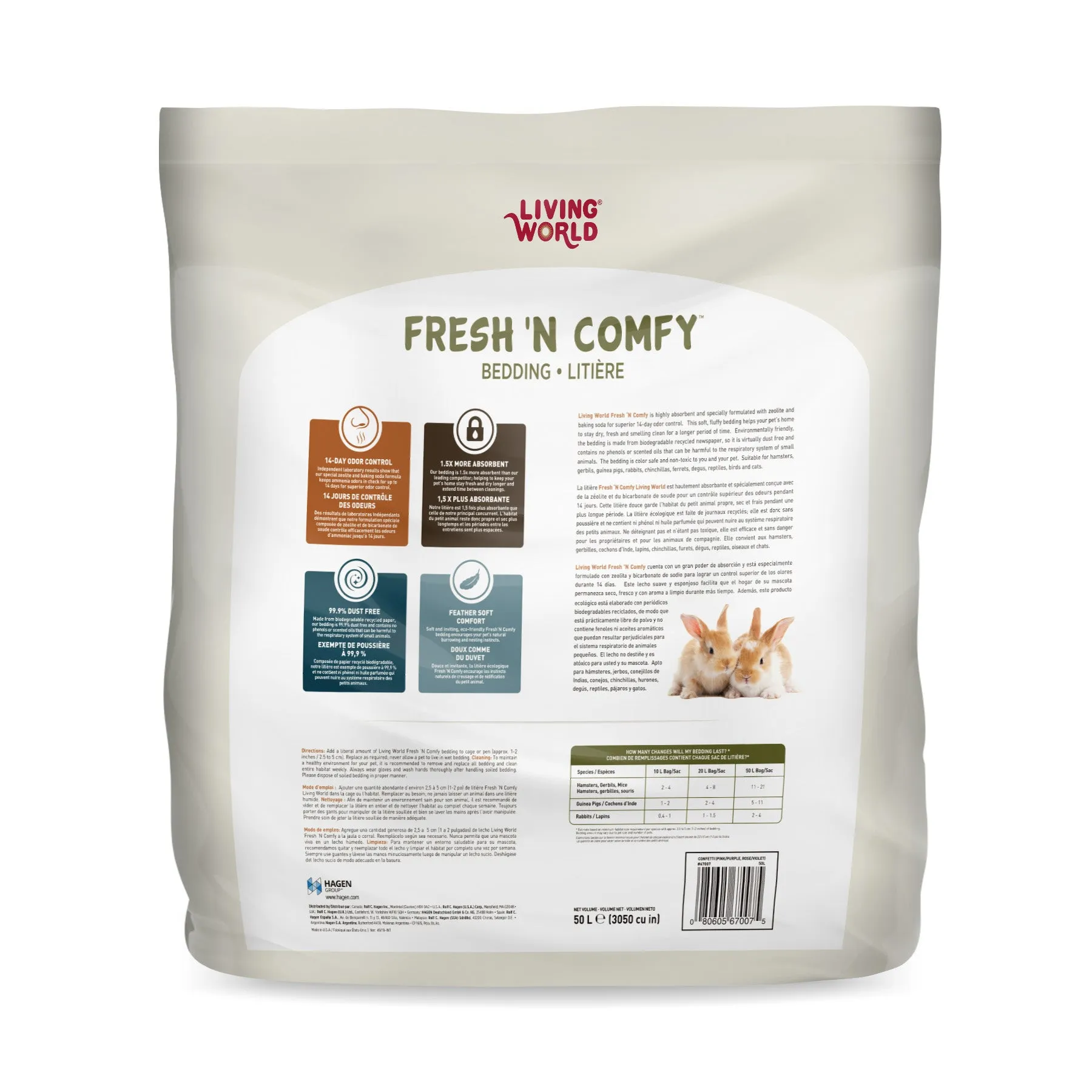 Living World Fresh ‘N Comfy Small Animal Bedding - Confetti - 50 L (3050 cu in)