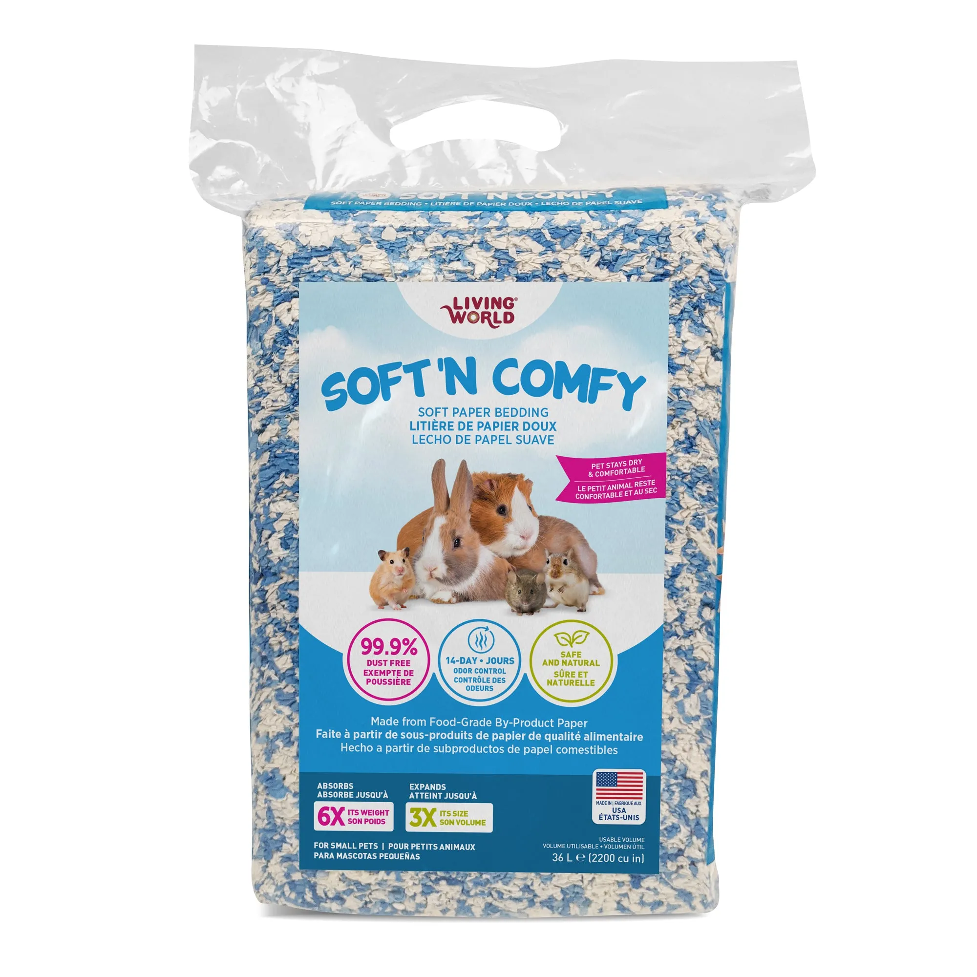 Living World Soft 'N Comfy Small Animal Paper Bedding - Bi-Colour - 36 L (2200 cu in)