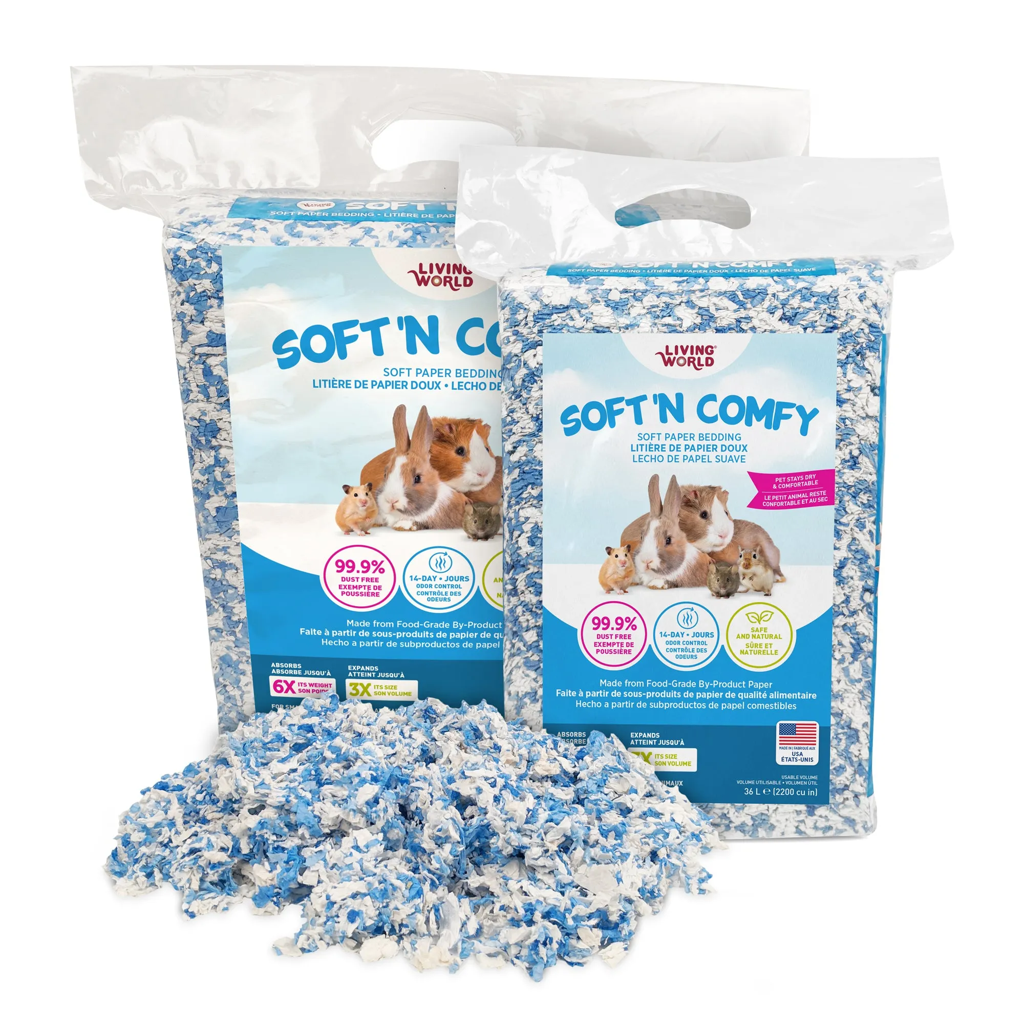 Living World Soft 'N Comfy Small Animal Paper Bedding - Bi-Colour - 36 L (2200 cu in)