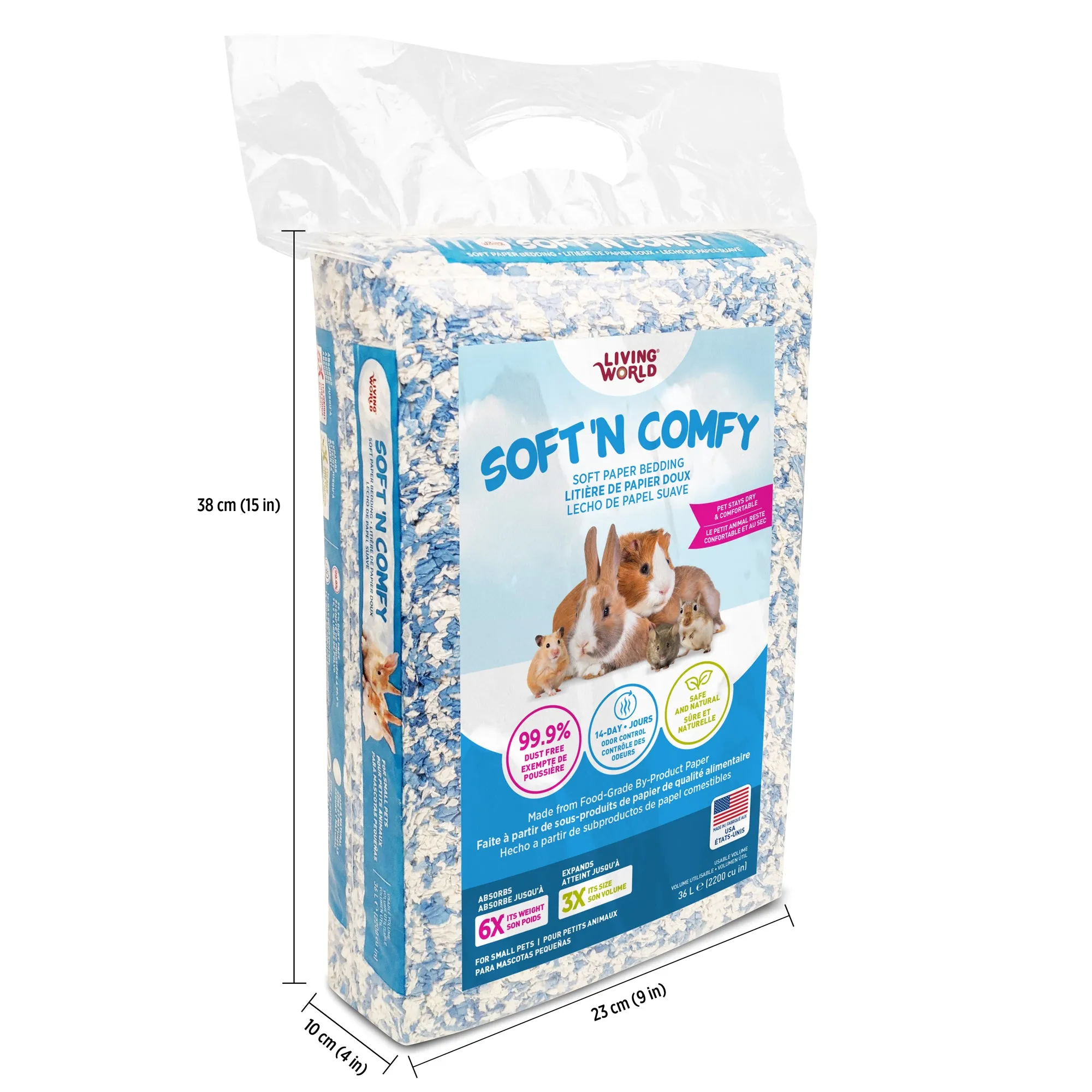Living World Soft 'N Comfy Small Animal Paper Bedding - Bi-Colour - 36 L (2200 cu in)