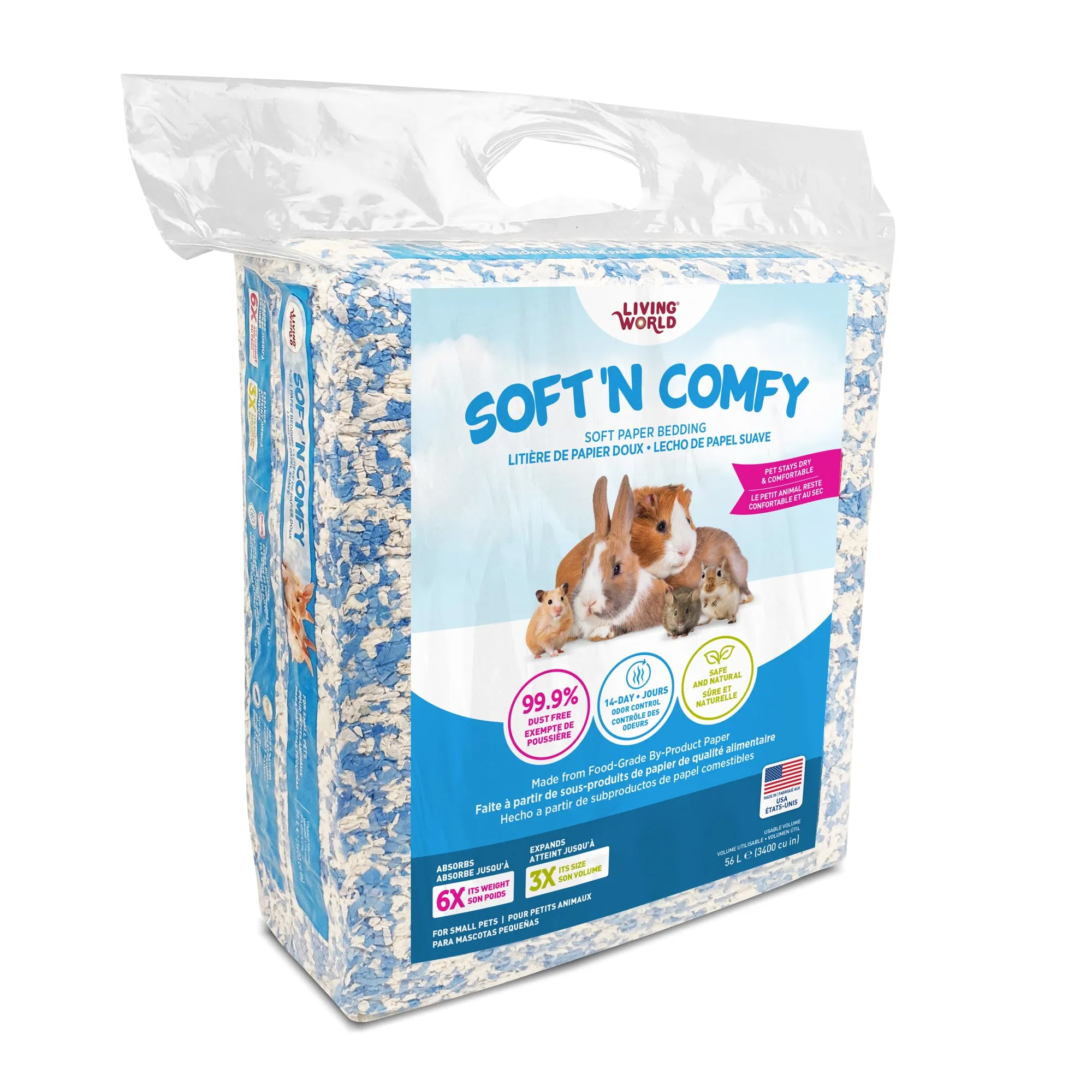 Living World Soft 'N Comfy Small Animal Paper Bedding - Bi-Colour - 36 L (2200 cu in)