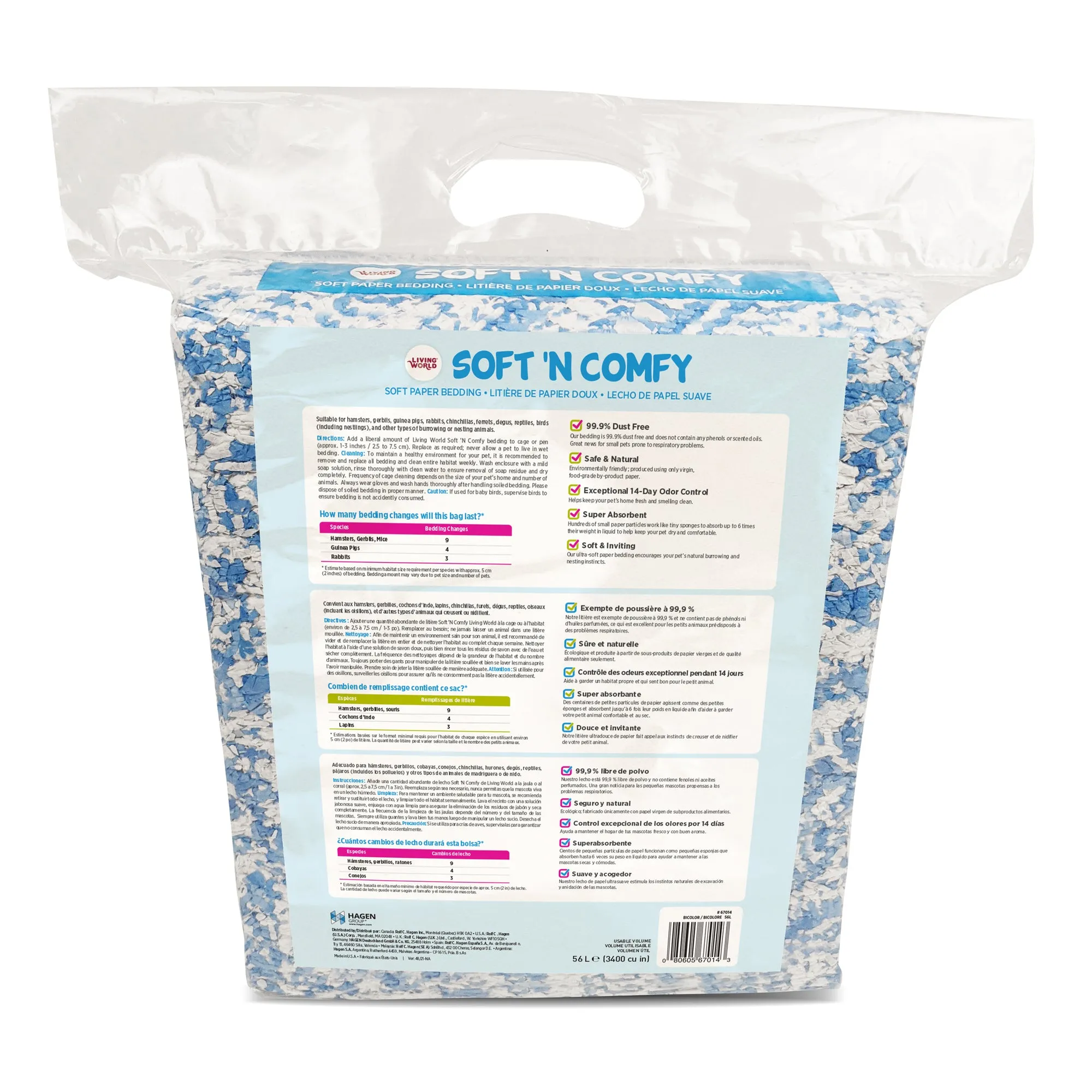 Living World Soft 'N Comfy Small Animal Paper Bedding - Bi-Colour - 56 L (3400 cu in)