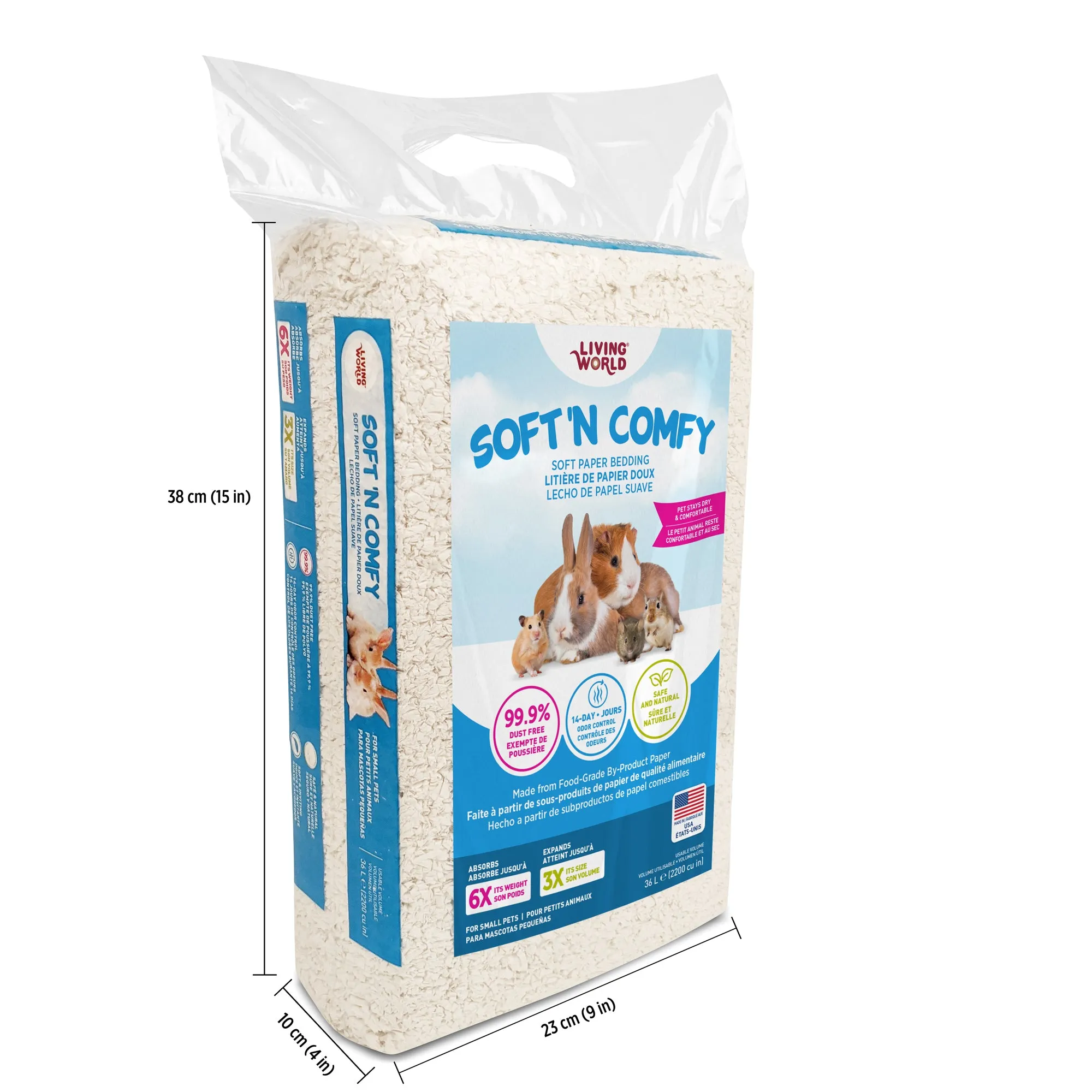 Living World Soft 'N Comfy Small Animal Paper Bedding - White - 36 L (2200 cu in)