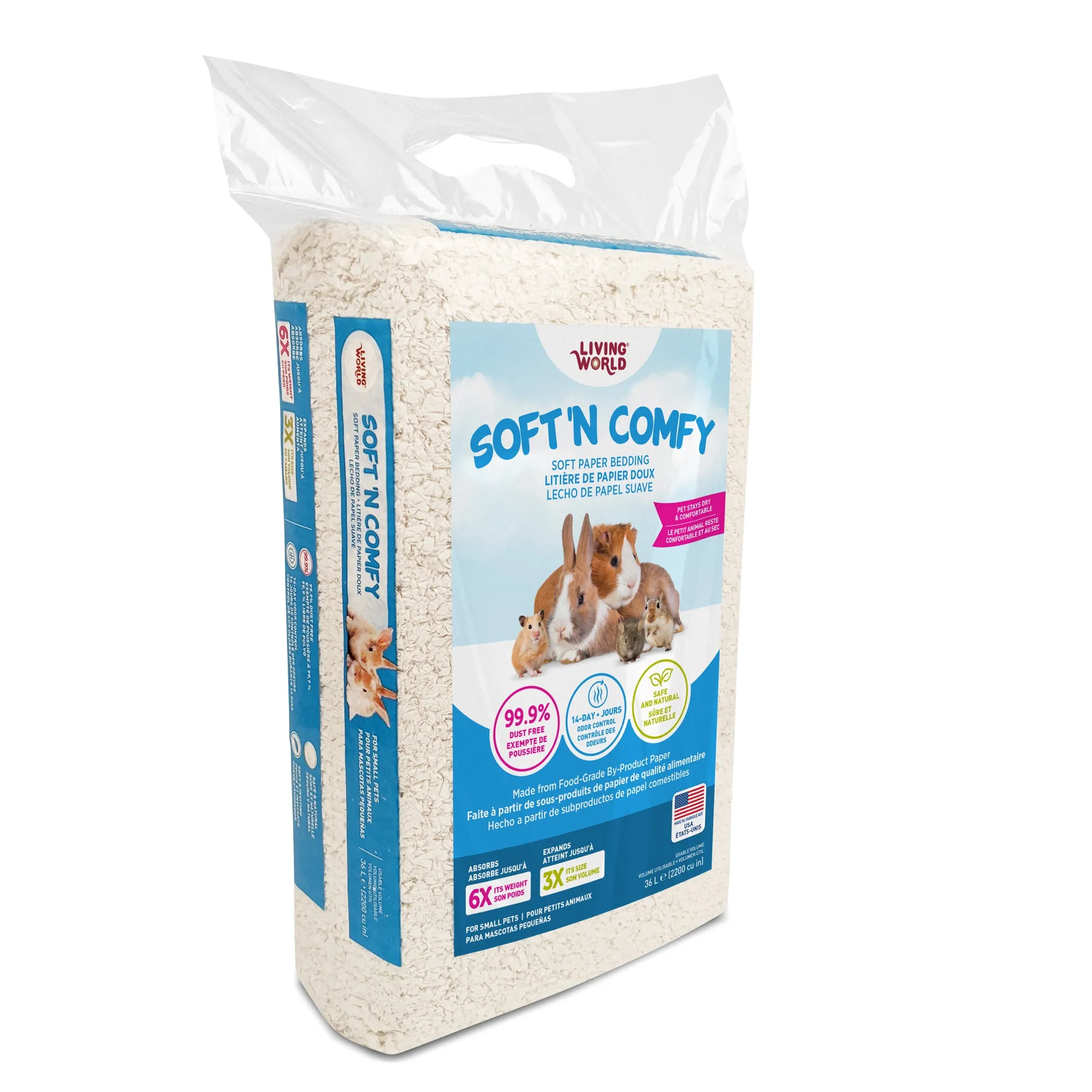 Living World Soft 'N Comfy Small Animal Paper Bedding - White - 36 L (2200 cu in)