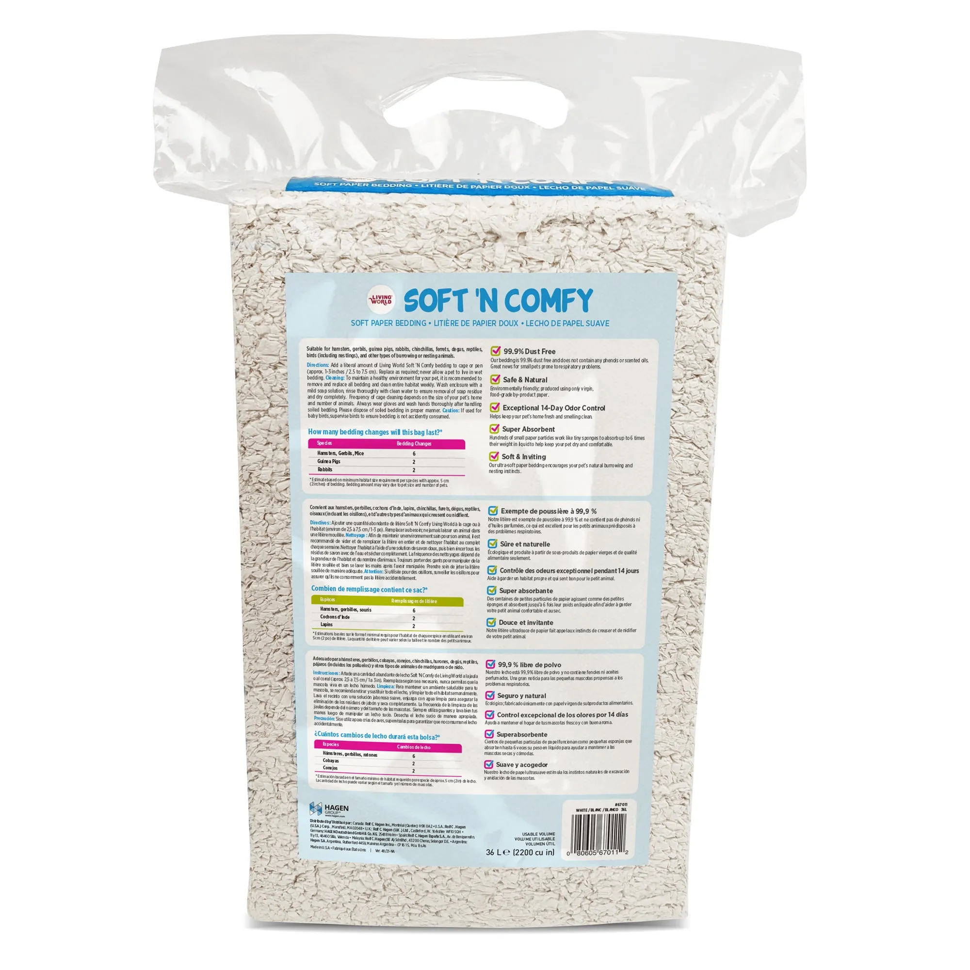 Living World Soft 'N Comfy Small Animal Paper Bedding - White - 36 L (2200 cu in)