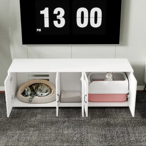 Luxe Modern Pet Elegant Times Litter Box Furniture With Double Room and Pet Doors for Bunnies and Cats and Other Small Animals