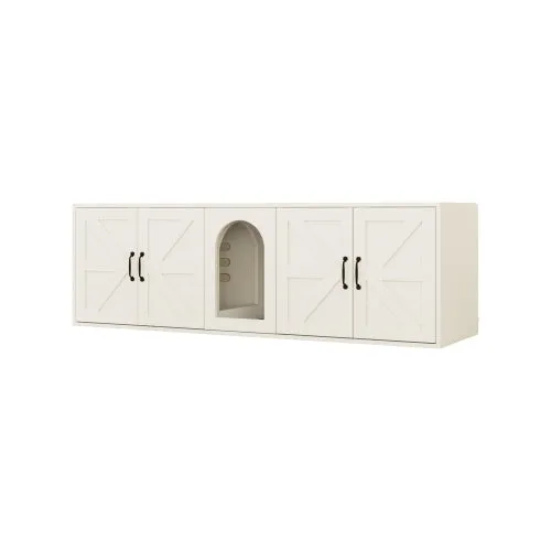 Luxe Modern Pet Elegant Times Litter Box Furniture With Double Room and Pet Doors for Bunnies and Cats and Other Small Animals