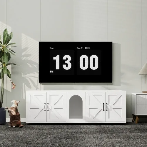 Luxe Modern Pet Elegant Times Litter Box Furniture With Double Room and Pet Doors for Bunnies and Cats and Other Small Animals