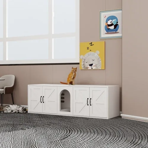 Luxe Modern Pet Elegant Times Litter Box Furniture With Double Room and Pet Doors for Bunnies and Cats and Other Small Animals