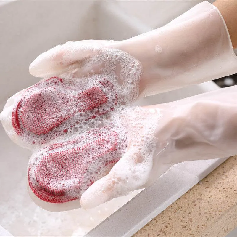 Magic Brush Glove Washing Dishes Cleaning Housework Non-Slip Waterproof Heat Insulation
