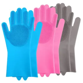 Magic Silicone Brush Dishwashing Gloves