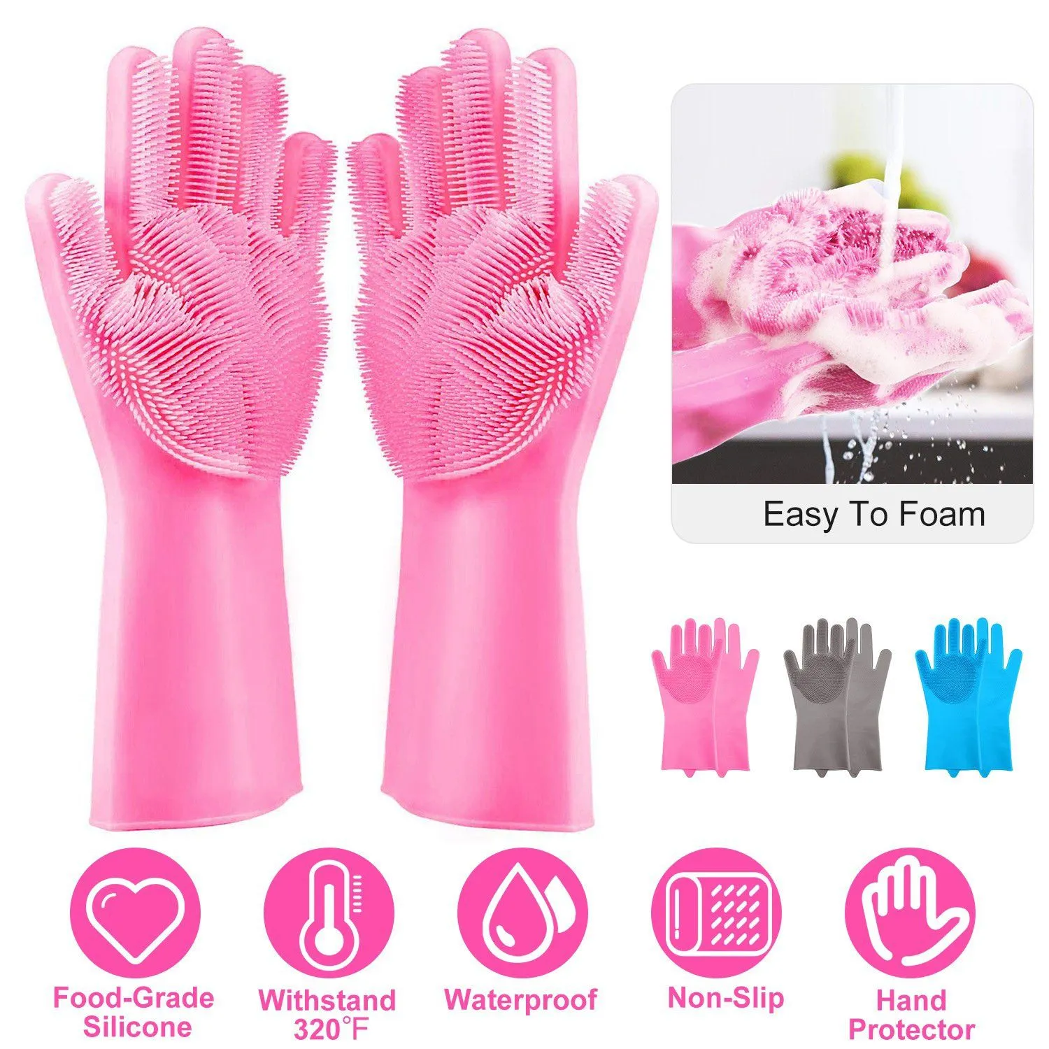 Magic Silicone Brush Dishwashing Gloves