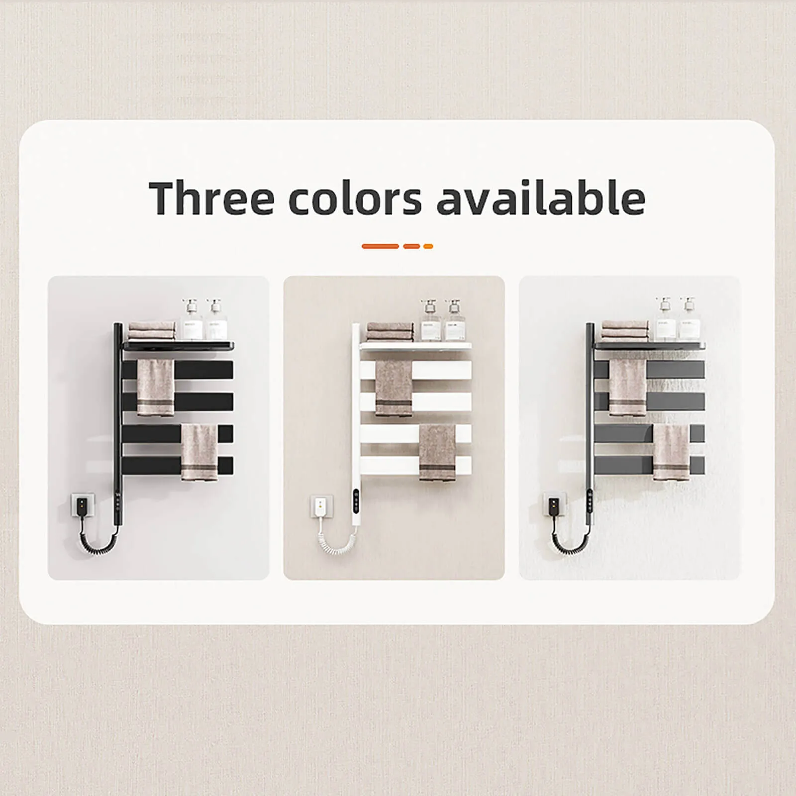 Matte Black Smart Towel Warmer with Timer Function