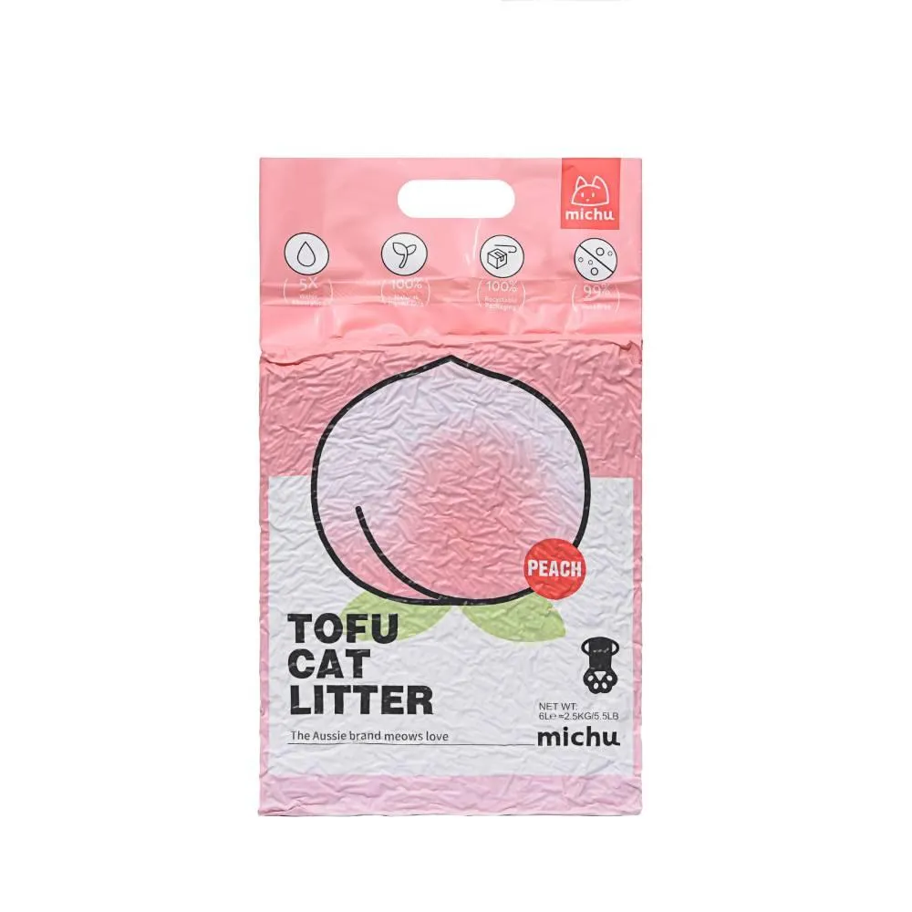 Michu Tofu Cat Litter Gen3 6L- Dust-Free and Natural Clumping Tofu-Based Formula for Easy Cleanup
