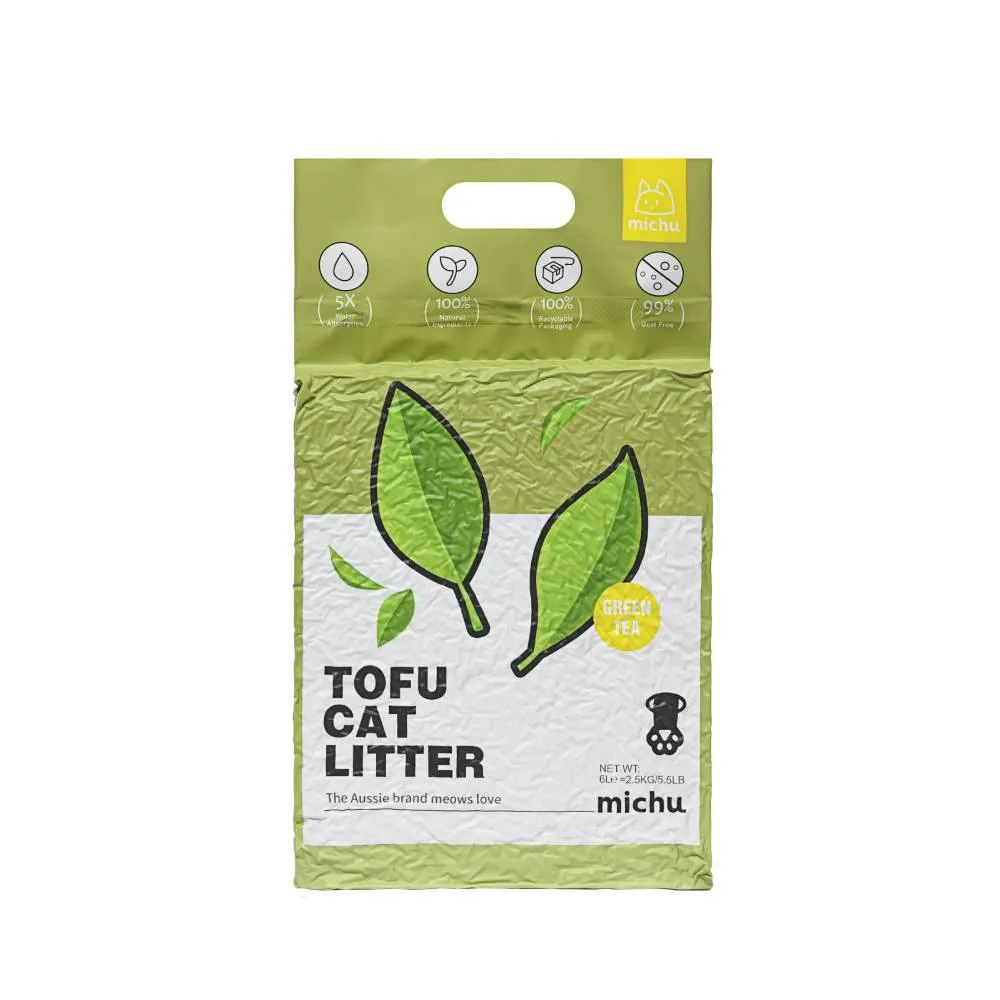 Michu Tofu Cat Litter Gen3 6L- Dust-Free and Natural Clumping Tofu-Based Formula for Easy Cleanup