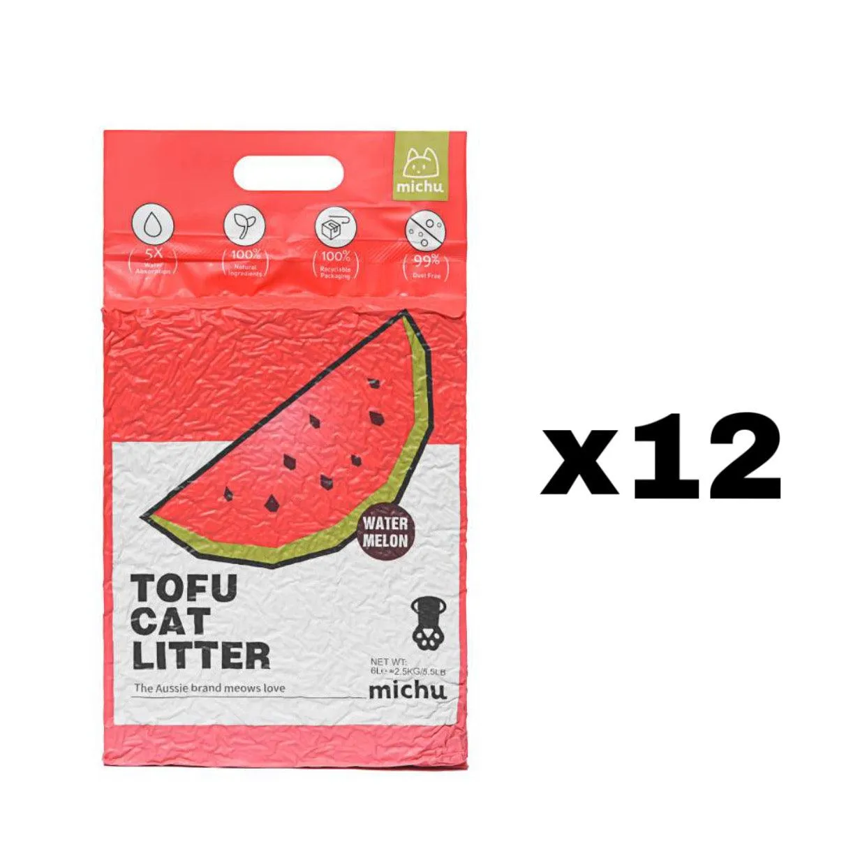 Michu Tofu Cat Litter Gen3 6L- Dust-Free and Natural Clumping Tofu-Based Formula for Easy Cleanup