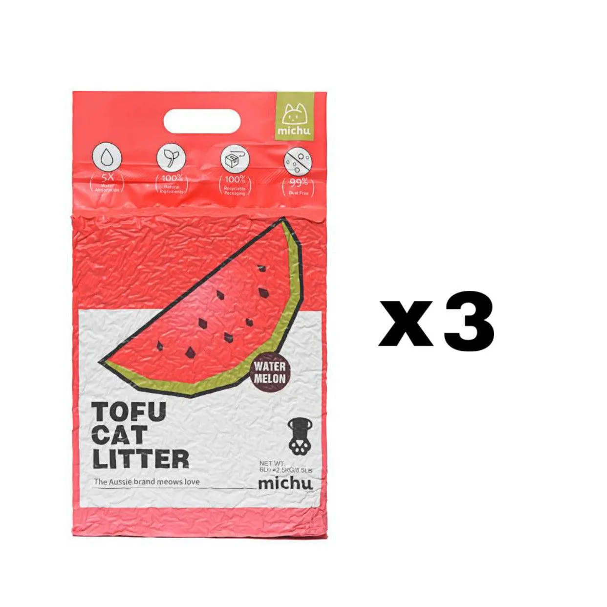 Michu Tofu Cat Litter Gen3 6L- Dust-Free and Natural Clumping Tofu-Based Formula for Easy Cleanup