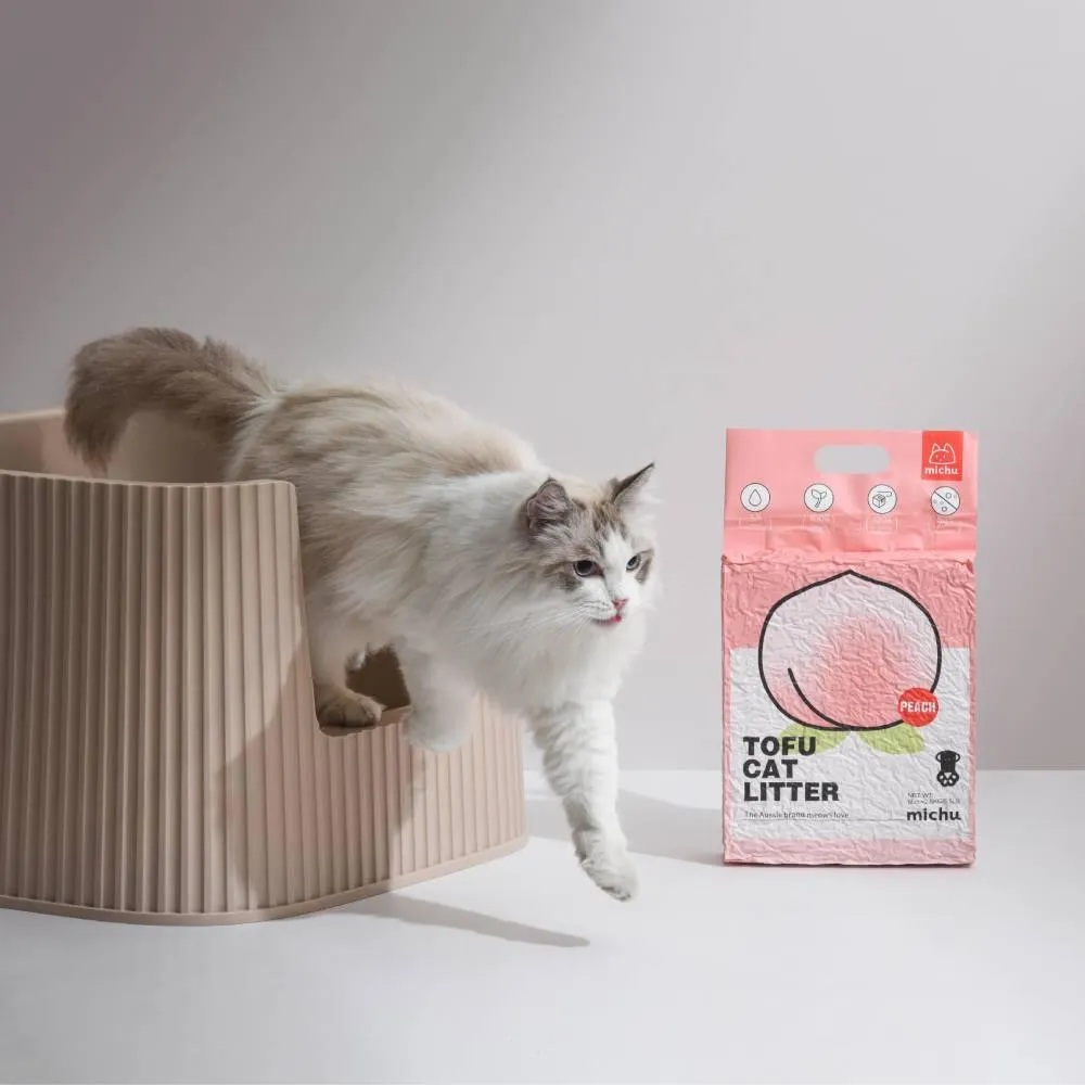 Michu Tofu Cat Litter Gen3 6L- Dust-Free and Natural Clumping Tofu-Based Formula for Easy Cleanup