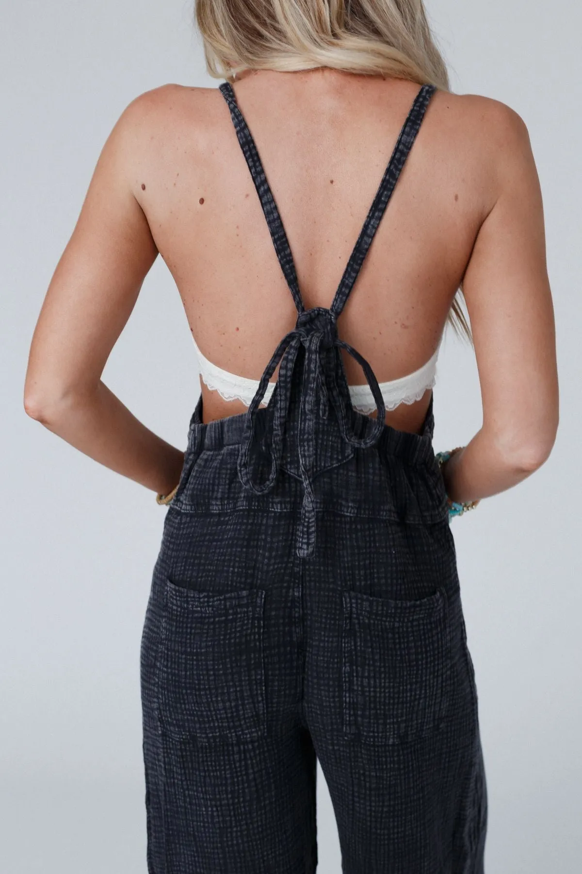 Molly Tie Back Overalls - Black