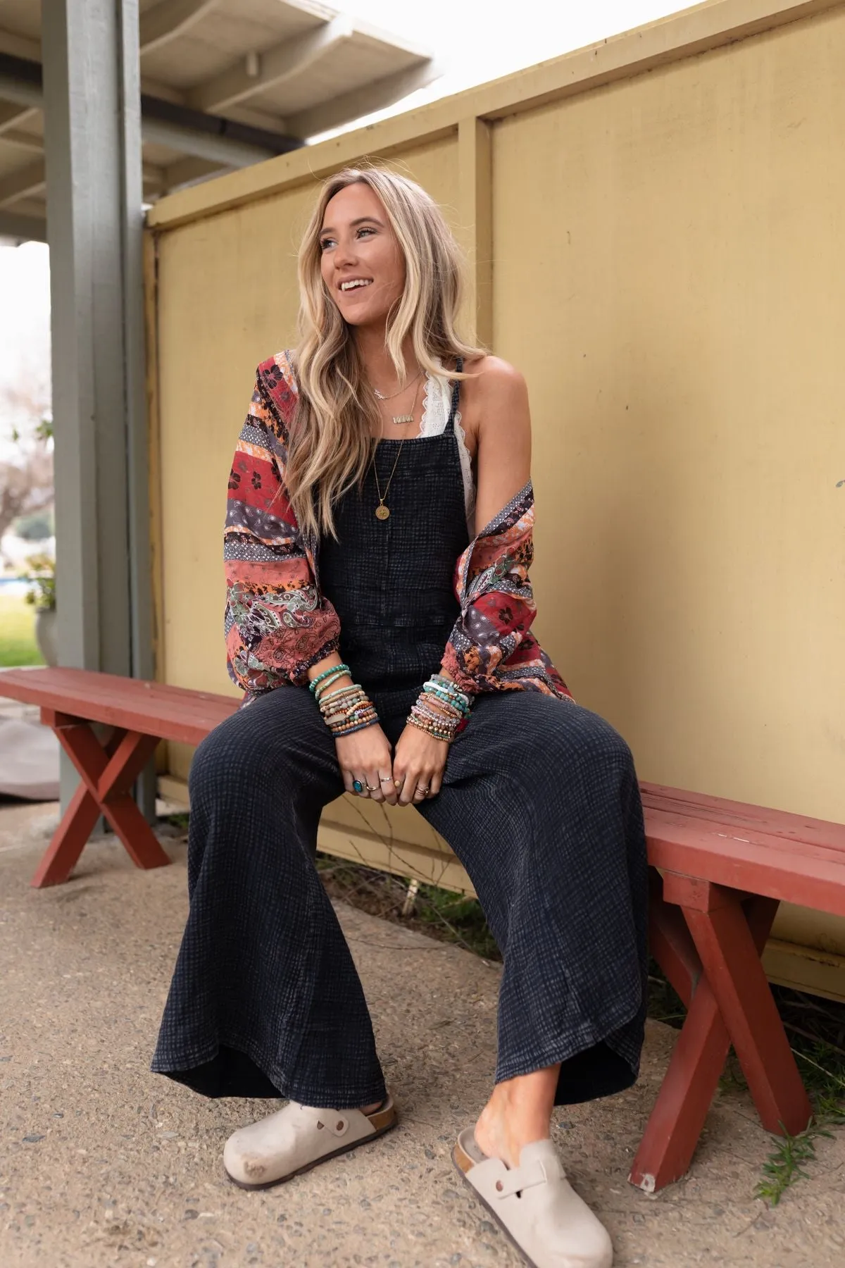 Molly Tie Back Overalls - Black
