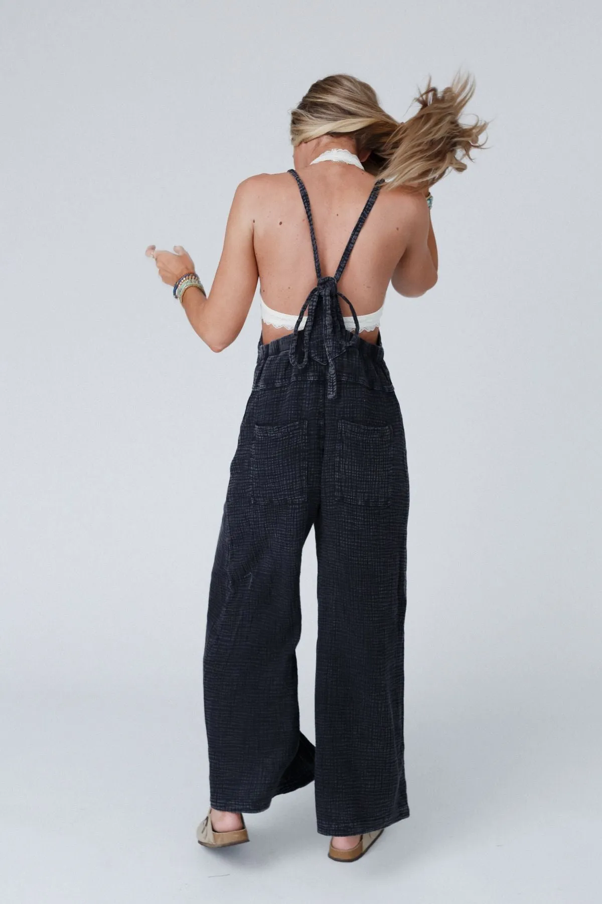 Molly Tie Back Overalls - Black