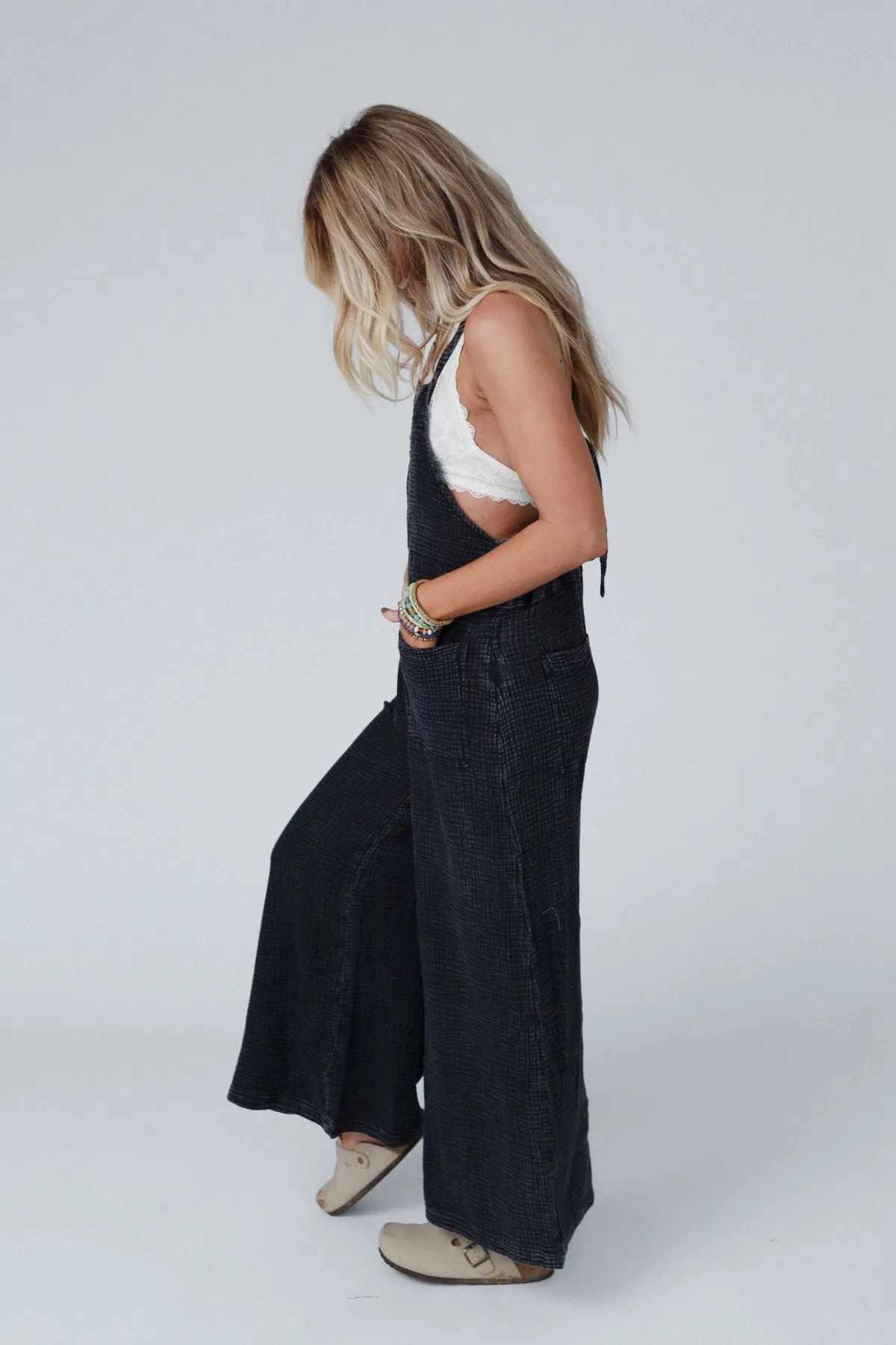Molly Tie Back Overalls - Black